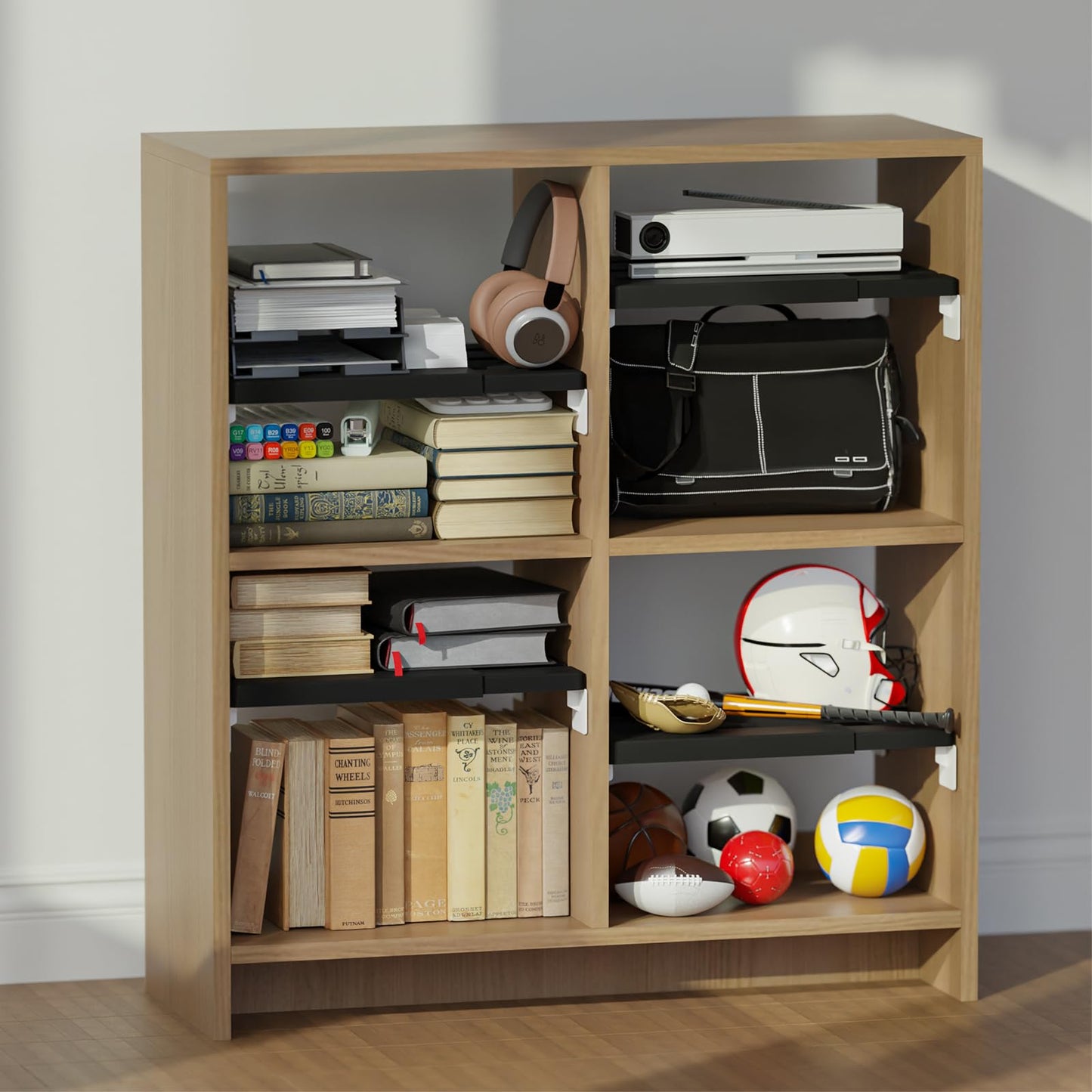Booche Adjust-A-Shelf Locker Shelf, Extends to Fit Your Locker, Easy to Use, Perfect for School, Office, Gym, (1, Black)