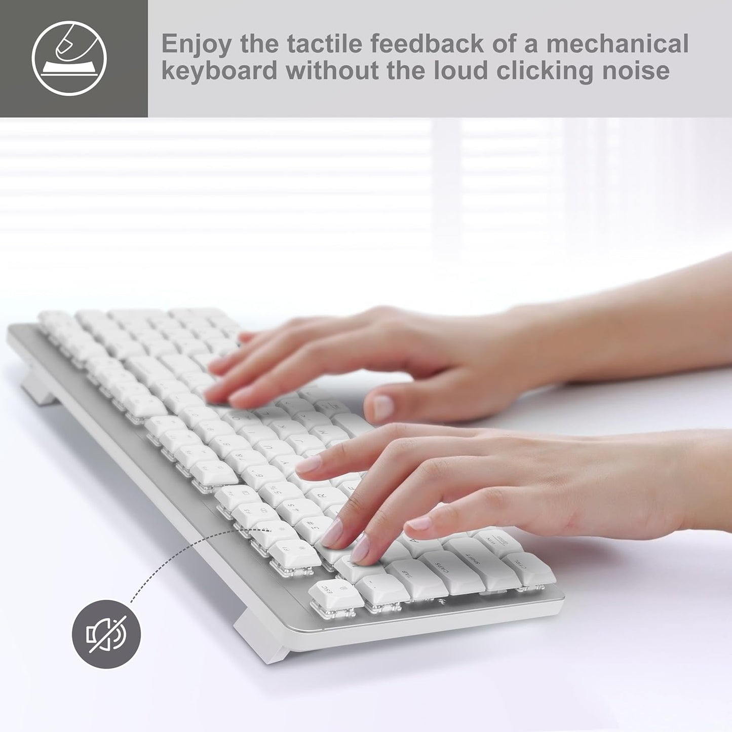LeadsaiL 2.4Ghz 98-Key Wireless Keyboard and Mouse Combo, Cordless Mechanical Keyboard and Silent Mouse for Business