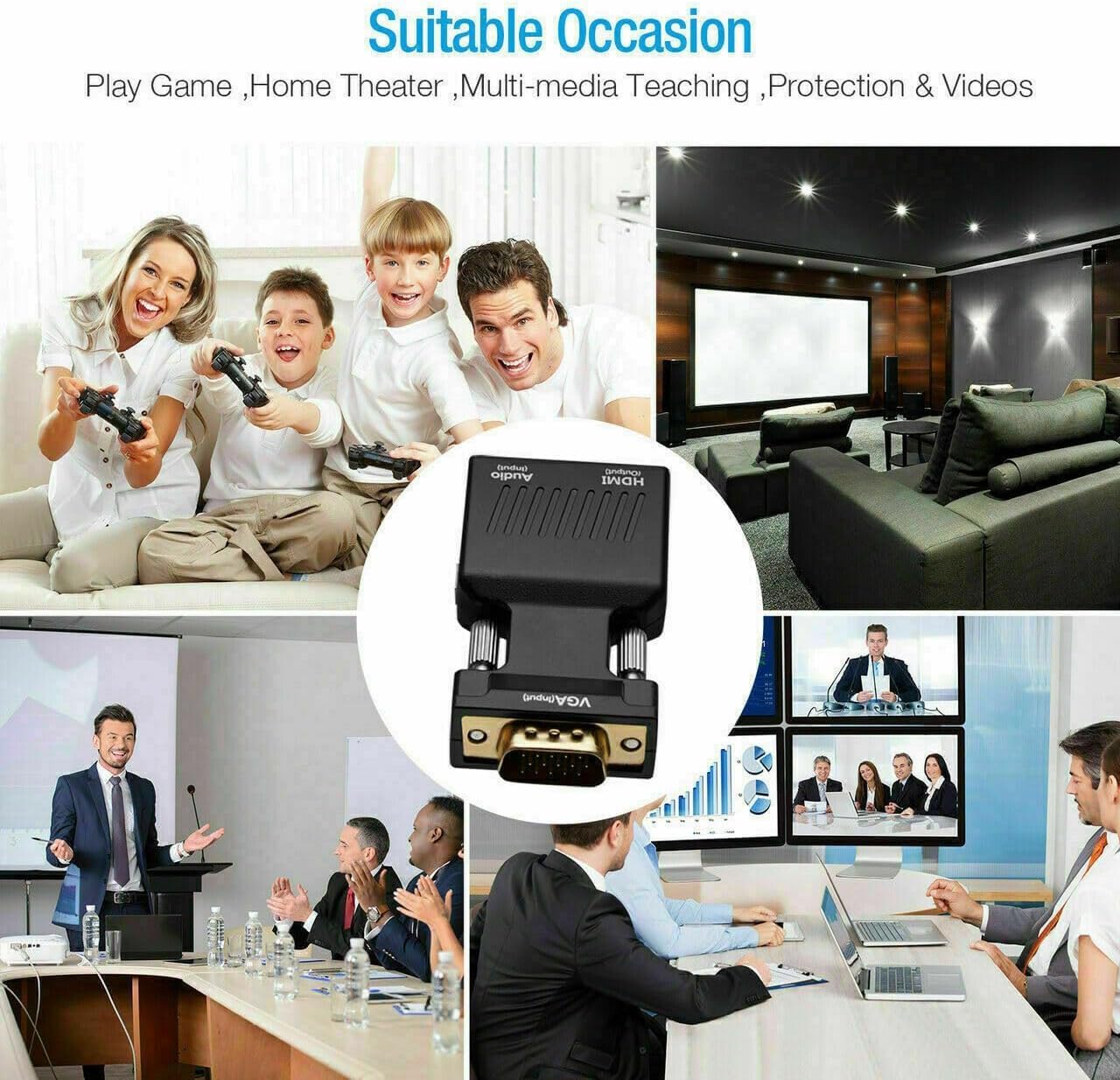 SGElectronix 1080p VGA Male to HDMI Female Adapter Converter with Audio,(PC VGA Source Output to TV/Monitor with HDMI