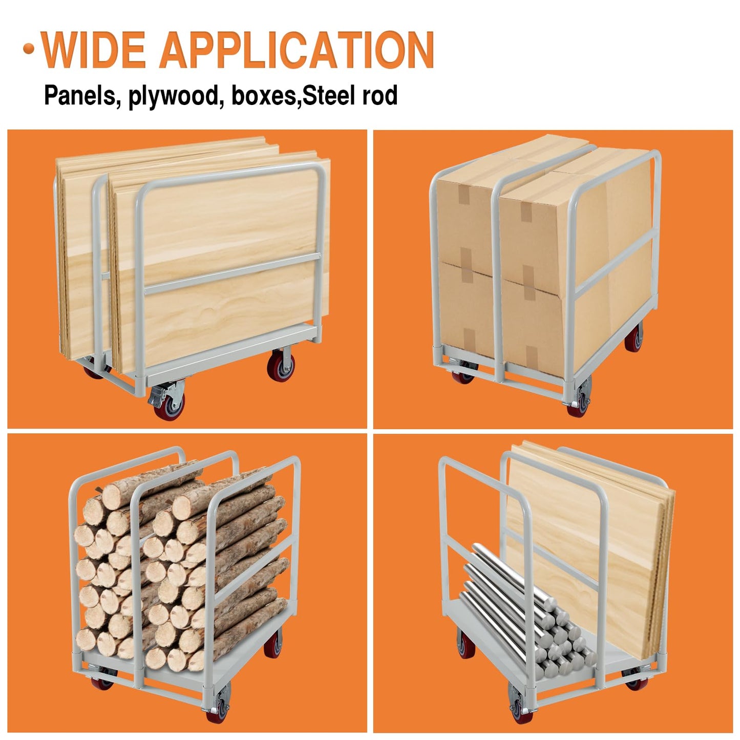 2500 LBS Heavy Duty Platform Truck Cart with 4 Side Handrails with 4 Rubber Swivel Casters for Loading and Storage
