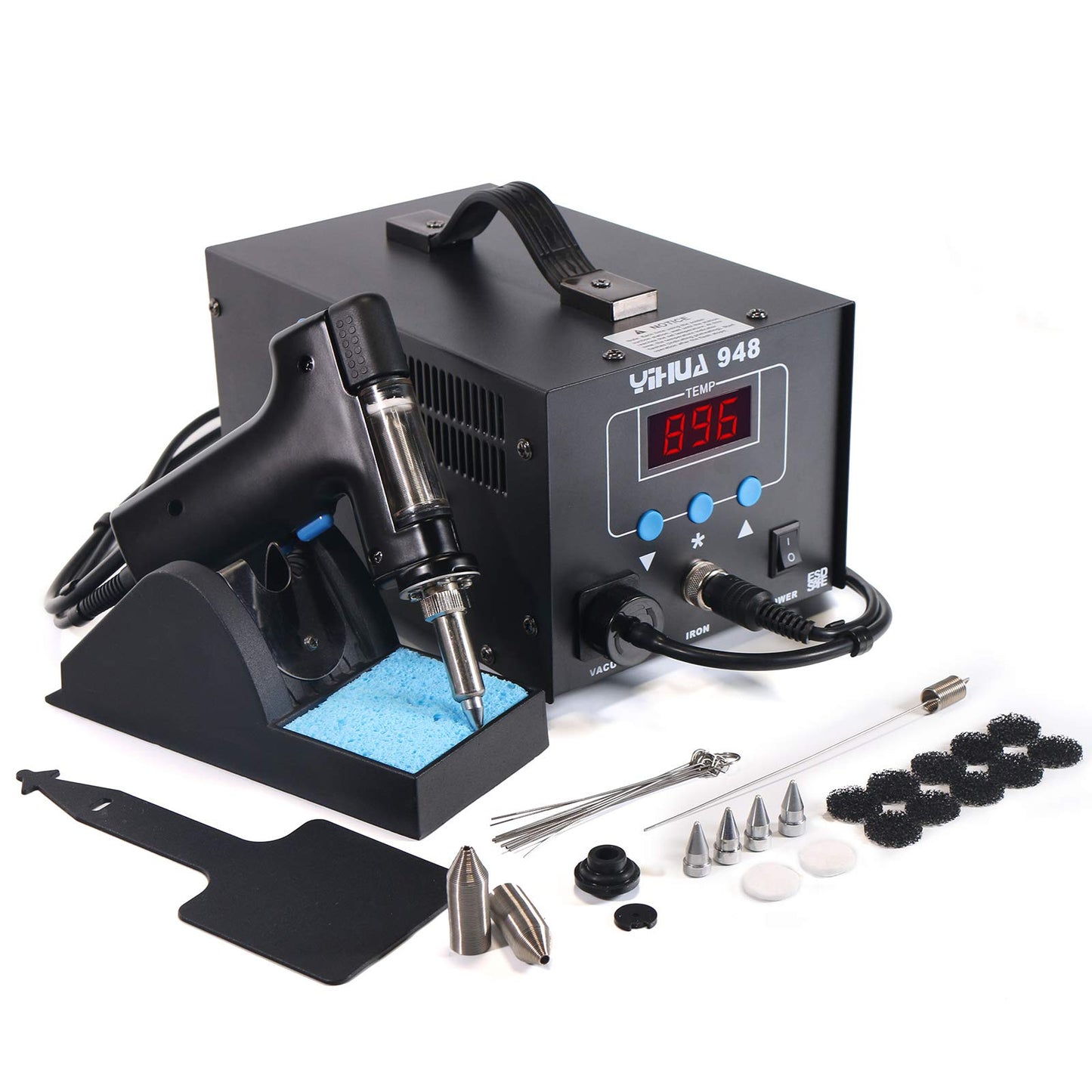 YIHUA 948 Standard Desoldering Station, 80W, with Auto Shutoff, Variable Precise Temperature (716°F ~ 896°F), ºC/°F display, Sleep Function and More.