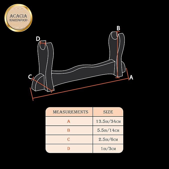 Mythrojan Medieval Sword Stand Solid Wood Horizontal Display Rack for Katana, Samurai, Gladiator, Crusader Swords Elegant Tabletop Holder, 1-Tier