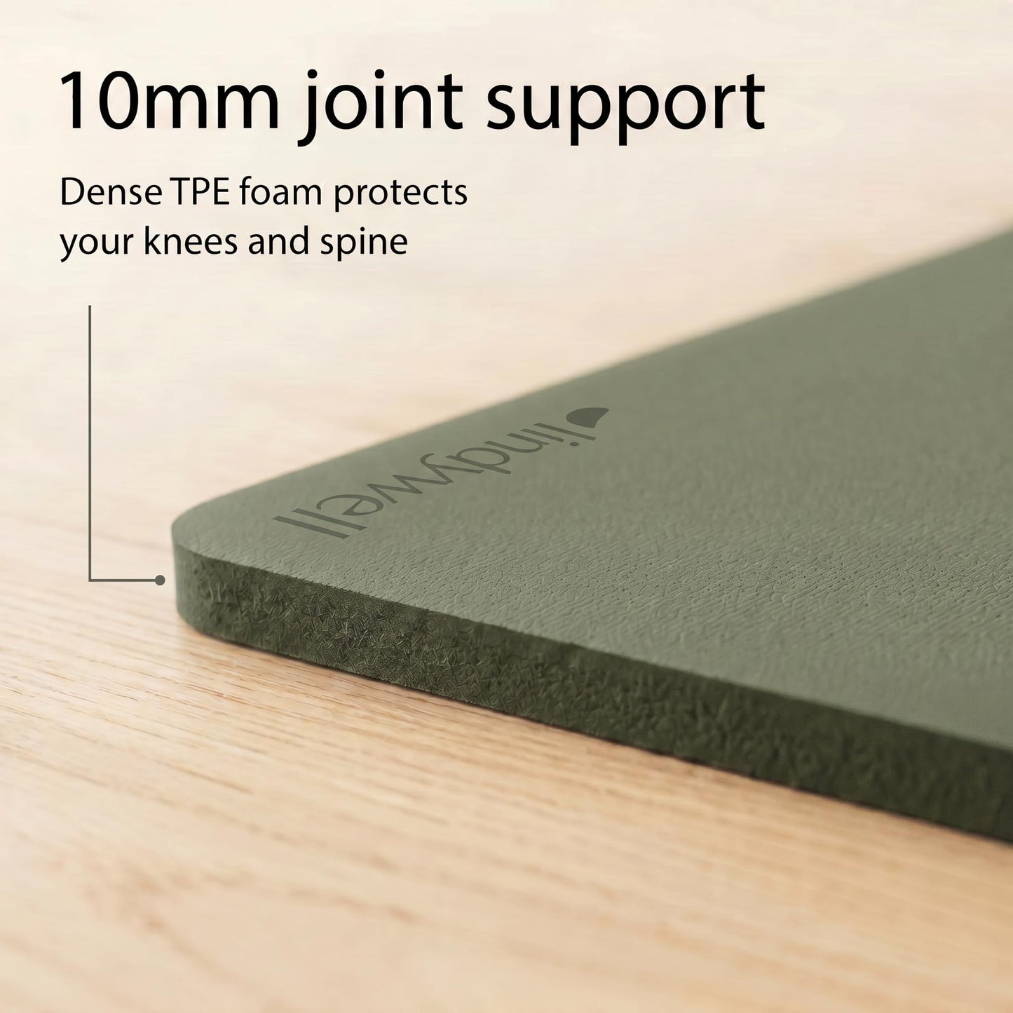 Lindywell Pilates Powerhouse Workout Mat – Non-Slip Yoga Mat Made from Premium TPE Foam – 6mm Thick Pilates Mats to Provide Spine Support & Comfortable Workout – 6ftx26in, Dark Olive