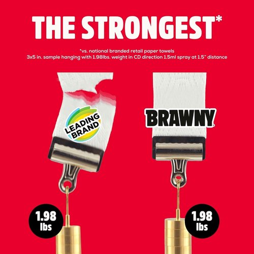 Brawny Tear-A-Square 3-Ply Paper Towels - Strong & Absorbent Mega Roll (2 Regular Rolls)