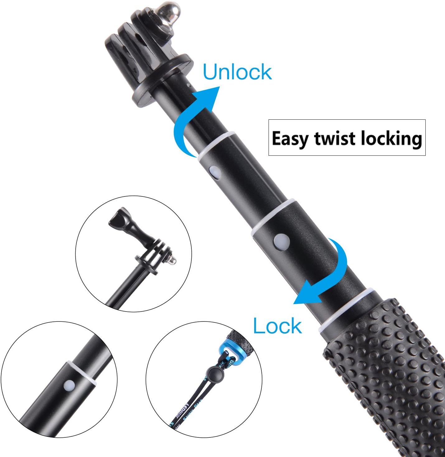 Trehapuva 28 13 12 11 10 9 8 7 6 Insta360 Extension Selfie Stick Compact Handle Grip Adjustable Pole Waterproof Monopod