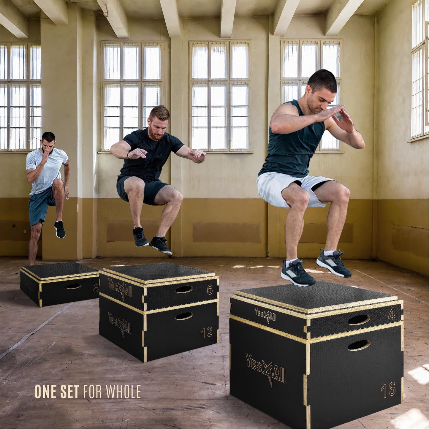Yes4All 3 In 1 Wooden Plyo Box, Plyometric Box Platform For Jump Training, Jump Boxes For Home Gym Exercise And Outdoor Workout, 6 inches
