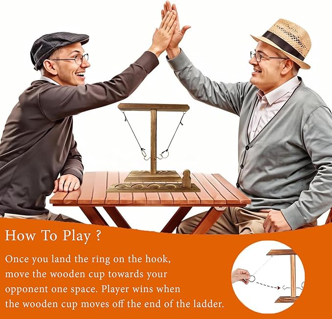 Ring Toss Games, Wooden Hook and Ring Game, Outdoor Indoor Yard Games, Home Party Patio Games