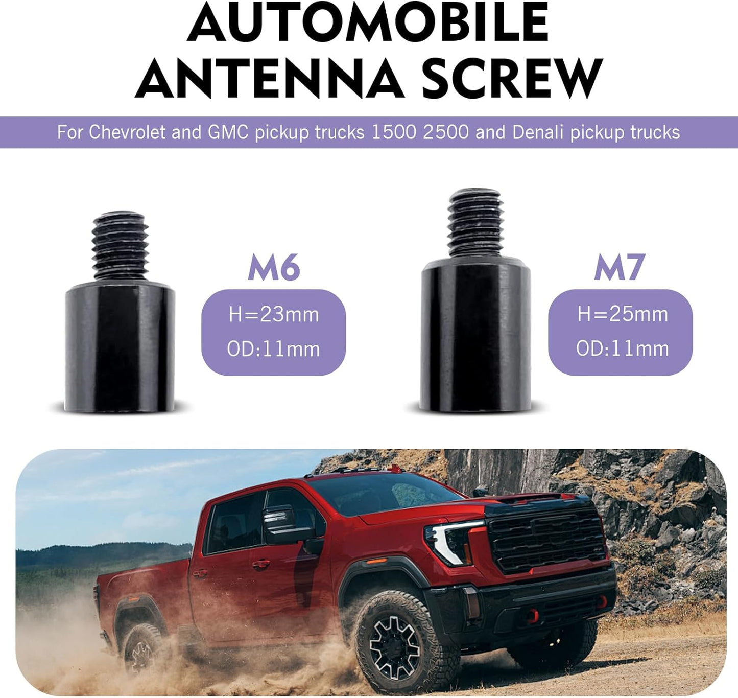 Fiknonk 7 PCS Car Antenna Screws Adapter Kit, Waterproof Billet Adapters, Metal Bullet Antenna Screws with Different