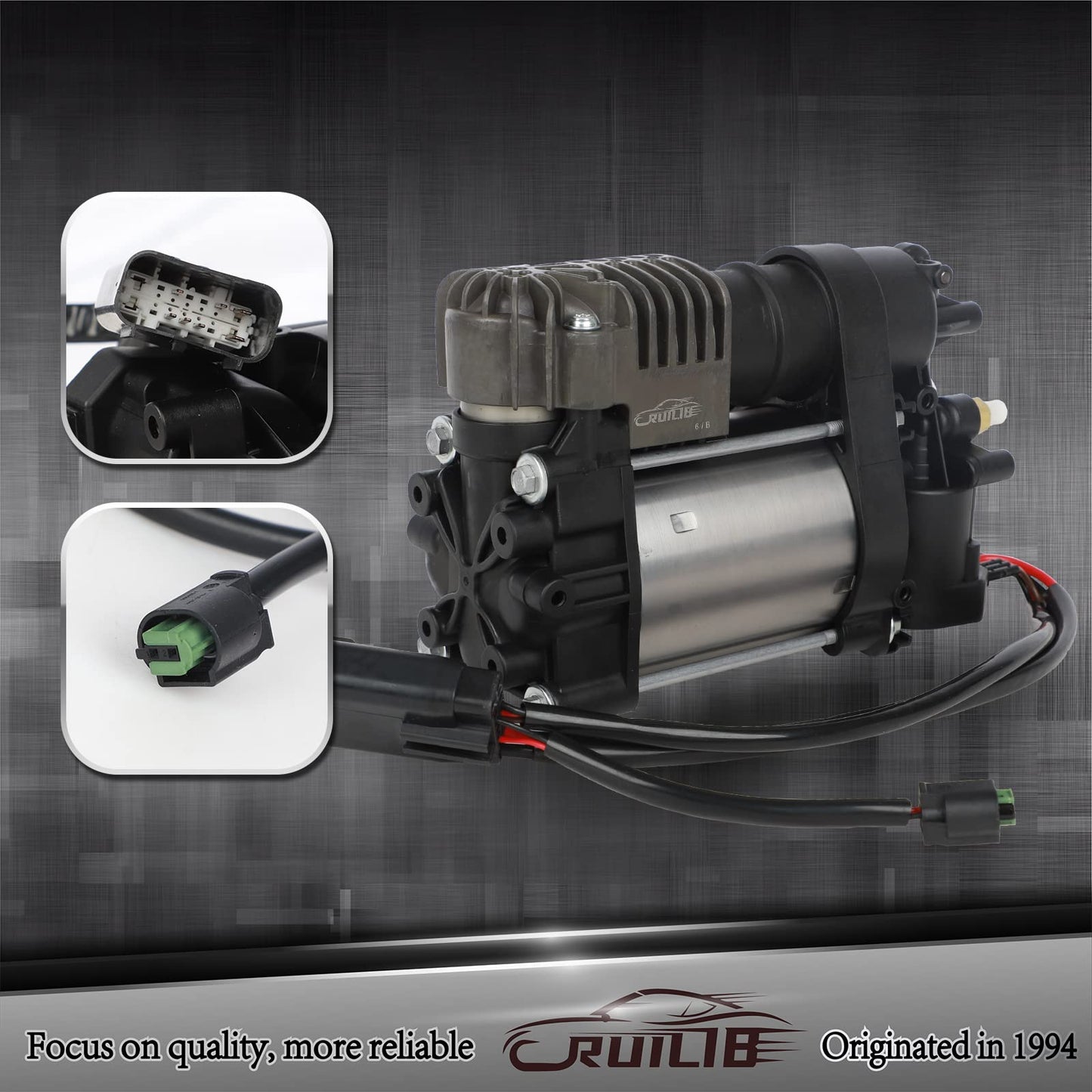 RUILIB 949-356 Airmatic Air Suspension Compressor Air Pump Kit Replacement 949-300 68041137AF 68204730AB for Jeep Grand Cherokee WK2,Dodge RAM 1500,Tesla Model S