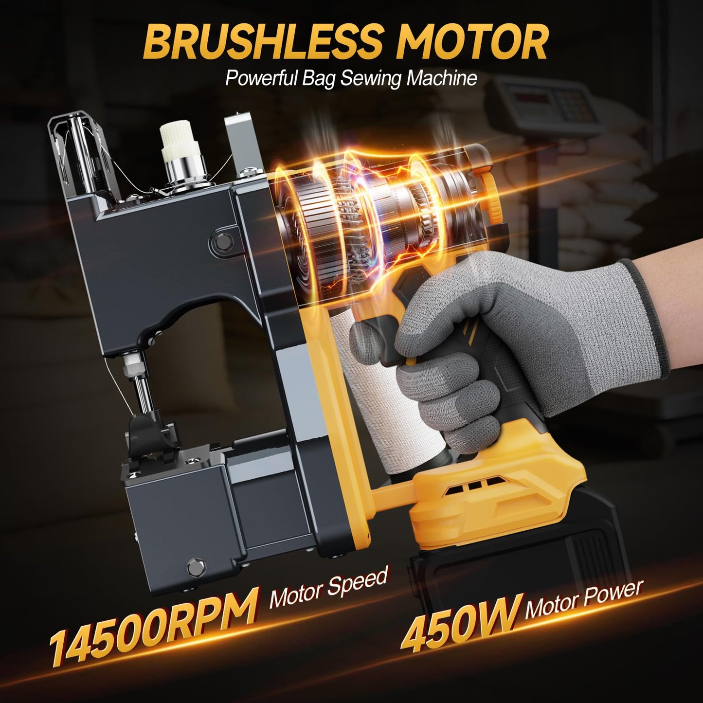 CAMXTOOL Cordless Bag Sewing Machine Compatible with Dewalt 20V Max Battery, Auto Heavy-duty Bag Closing Machine, Portable Industrial Bag Sewer for Sack Woven Bag Kraft Paper Bag Sealing, Tool Only