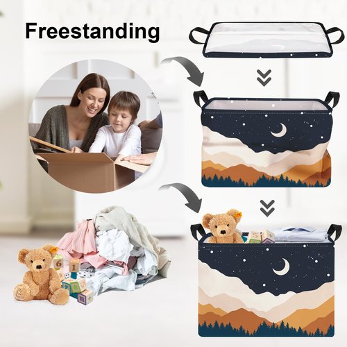 Clastyle Bohemia Baby Laundry Hamper Star Kid Storage Basket Women Girl Gift Toy Box Collapsible Clothes Organizer Nursery Bin for Bedroom,Moon,40 * 30 * 30 cm