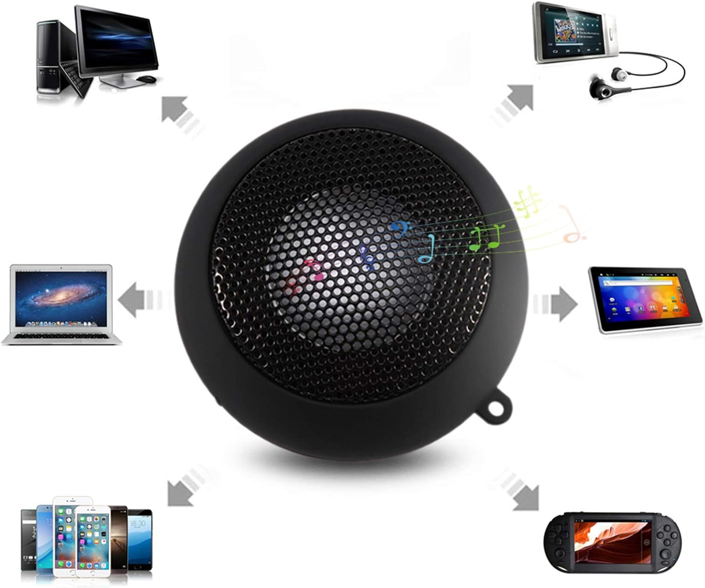 Zerone 3.5mm 180mah MP3 Mini Speaker, Portable Plug in Speaker with Aux Audio Input Built-in Battery for Laptop