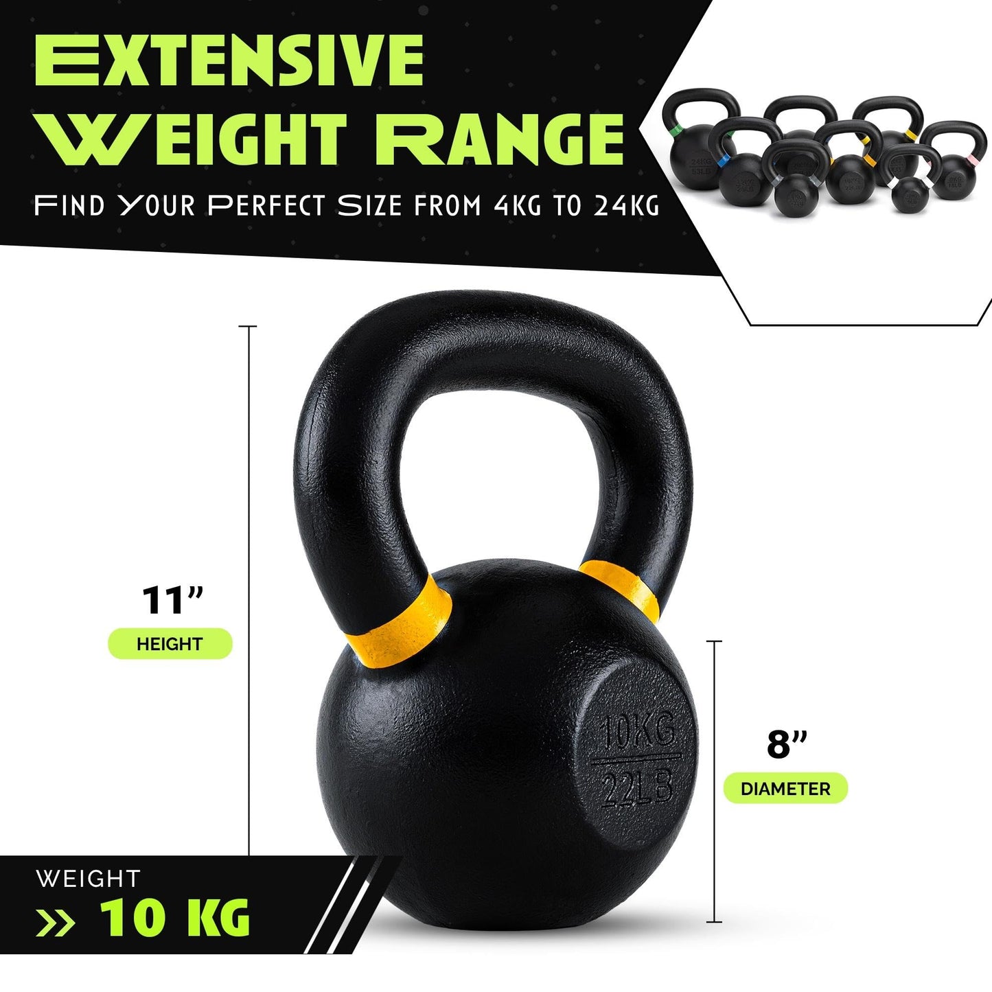 Rage Fitness Kettlebells, Single-cast Iron, No-welded Joints, Wide Handle, Strength Training Kettlebells, Cast Iron Kettlebell Set, Powder Coated Kettlebell Weights For Maximum Durability, Men & Women