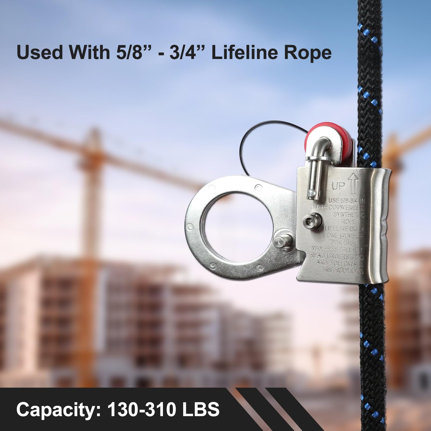FHFallArrest Fall Protection Automatic Energy Absorbing Rope Grab，Used with 5/8” - 3/4” Lifeline Rope, for Construction,Comply to ANSI/OSHA