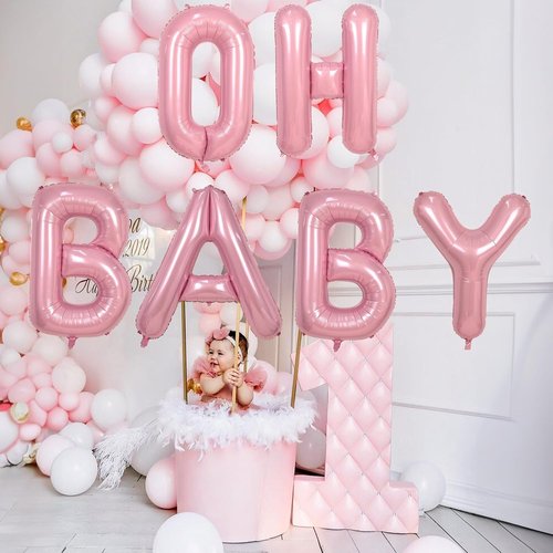 40" Giant Pastel Pink Letter X Balloon - Mylar Foil Alphabet X for Girls' Birthday Party Decorations