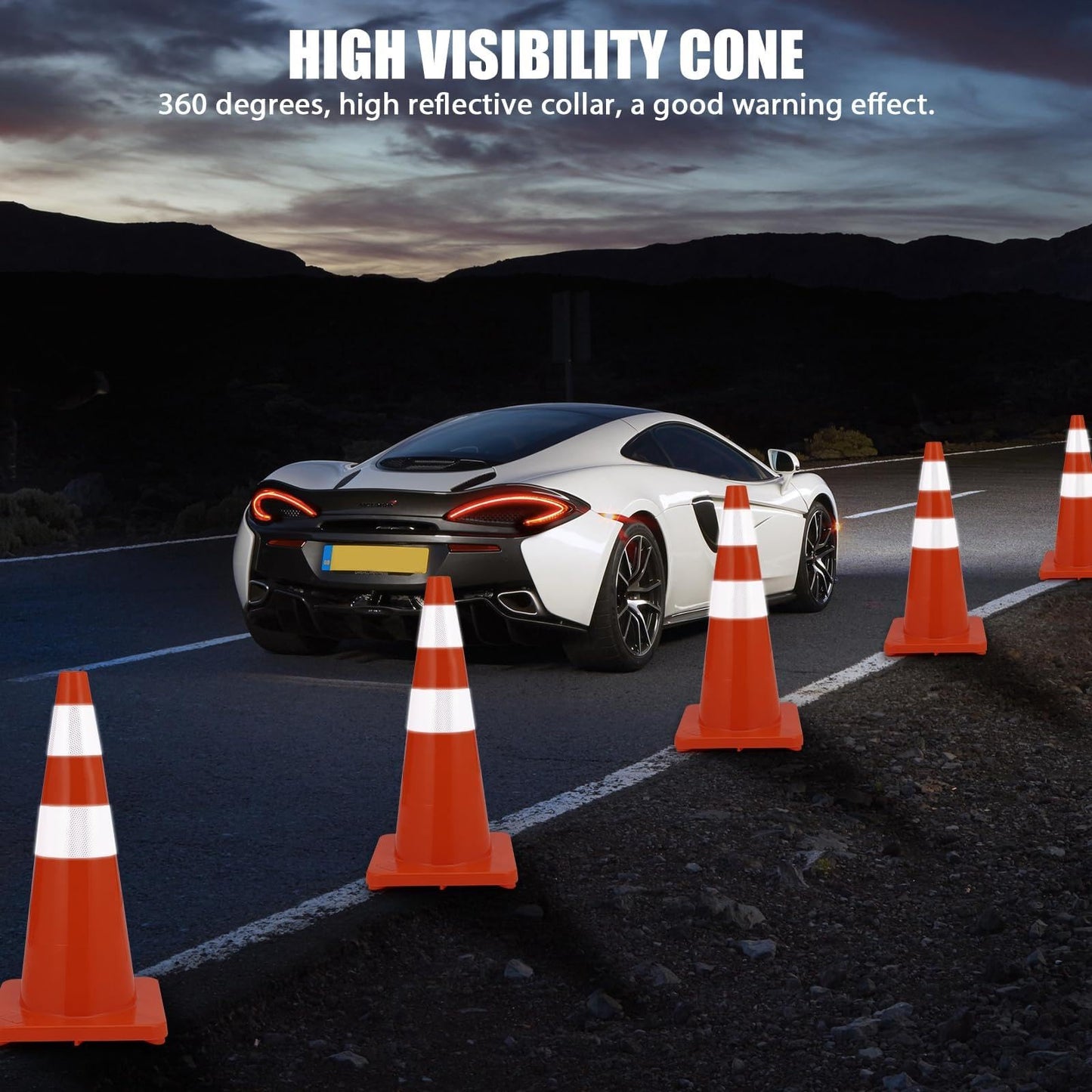 12 Pack 28 Inch Traffic Cones - Orange PVC Safety Cones,Stackable Traffic Cones Construction Cones For Parking Drivers Training Bulk,Driveway, Road Traffic Control