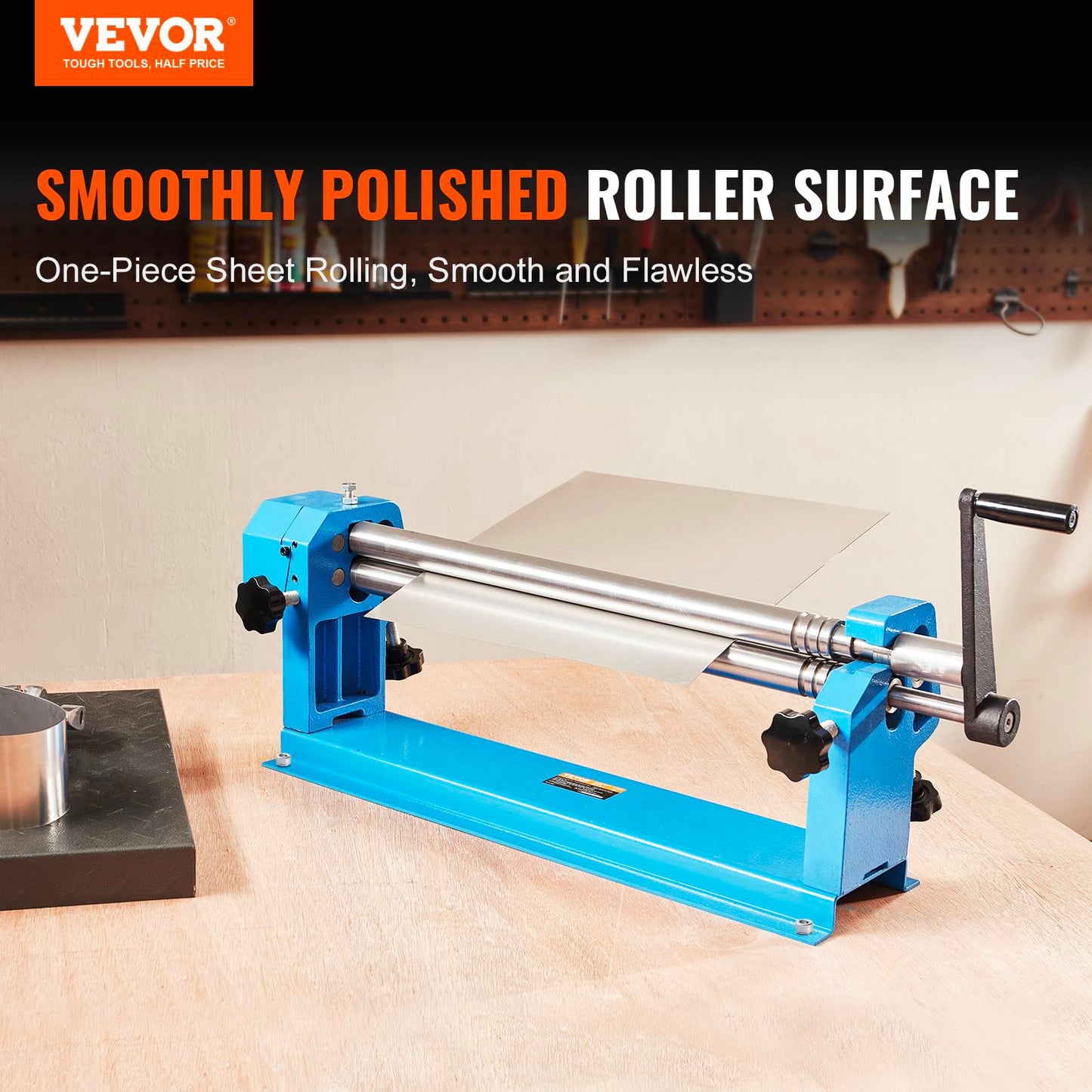 VEVOR Slip Roll Machine, 24-Inch Forming Width, 16 Gauge Capacity, Sheet Metal Slip Roller with 2 Detachable Rollers, Bending Round Machine, for Aluminum Alloy Sheet Low Carbon Steel Copper Sheet