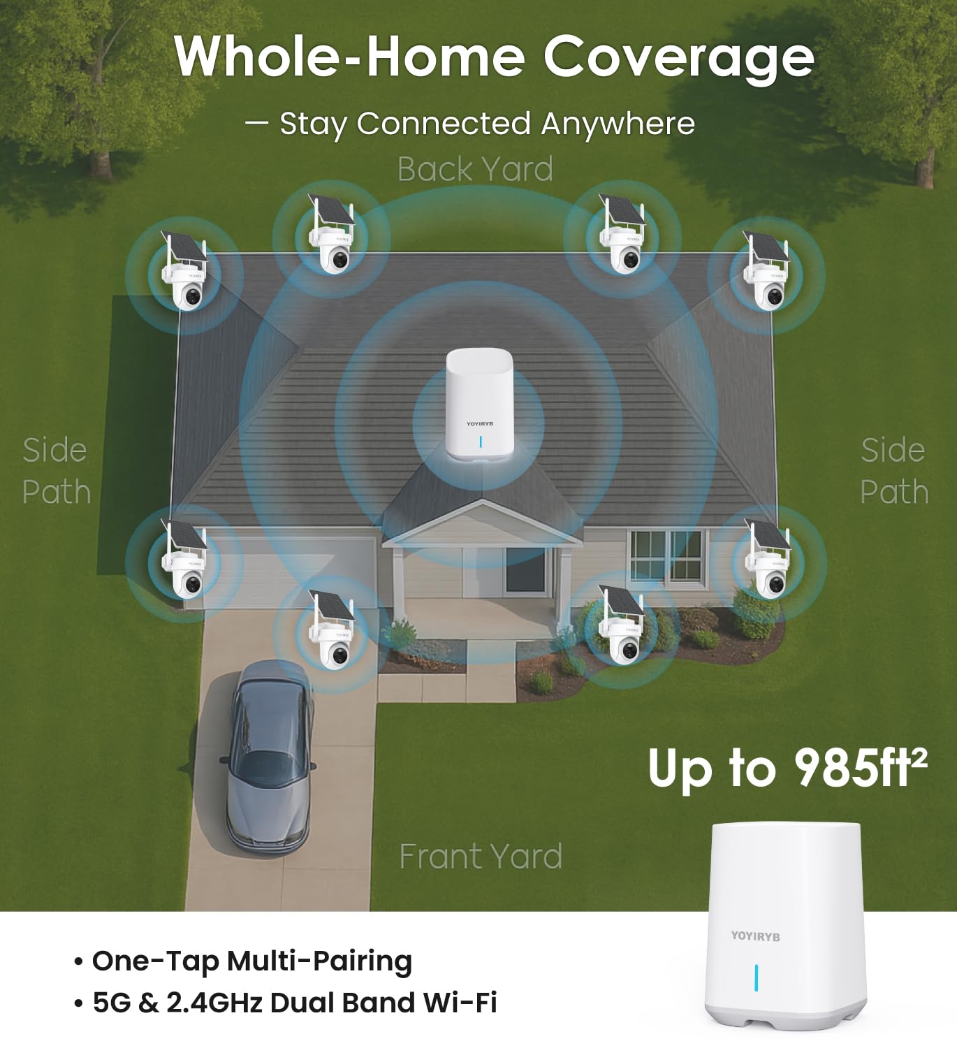 4K Security Cameras Wireless Outdoor, No Subscription, [2026 NEW] Solar-Powered Home Security Camera System with 360° Auto Tracking, Color Night Vision, 64GB Local Storage, 5G & 2.4G WiFi, Easy Setup