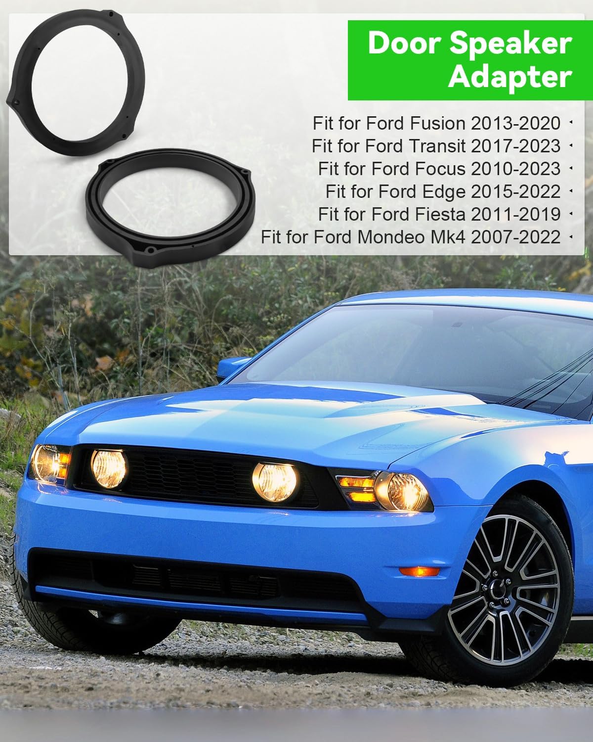 VelvetunVillay 6.5 Inch 2 Mk4 Front Rear Door Speaker Spacer with Speaker Wiring Harness PCS Fit for Ford Fusion