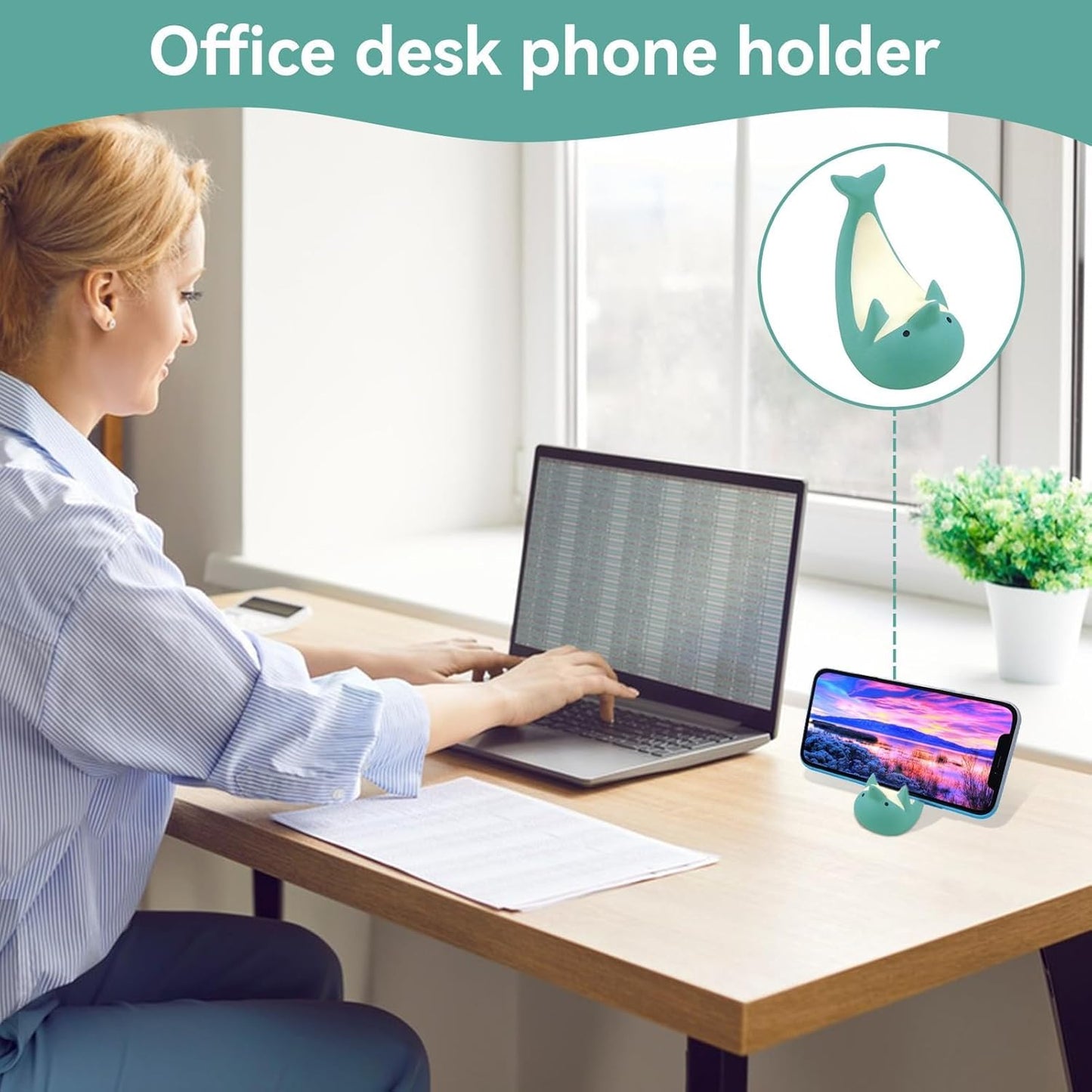 Cyrank Cell Phone Stand, Cute Dolphin Phone Holder Smartphone Stand Smartphone Holder for Desk Office Home Decor