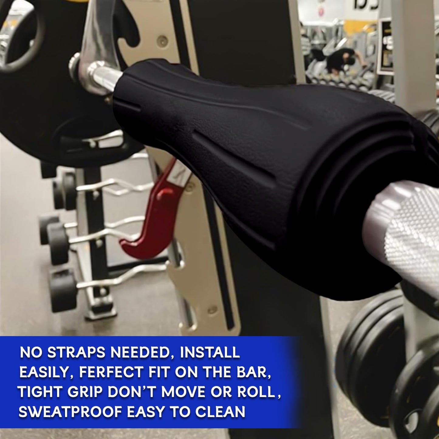 Kirvoita Rubber Barbell Pad, Squat Pad, Hip Thrust Pad, Easy to Install, No Velcro/Straps Needed, for Both Heavy Weights & Lower Weights (15.5 * 3.5 * 3.5 in, Black)