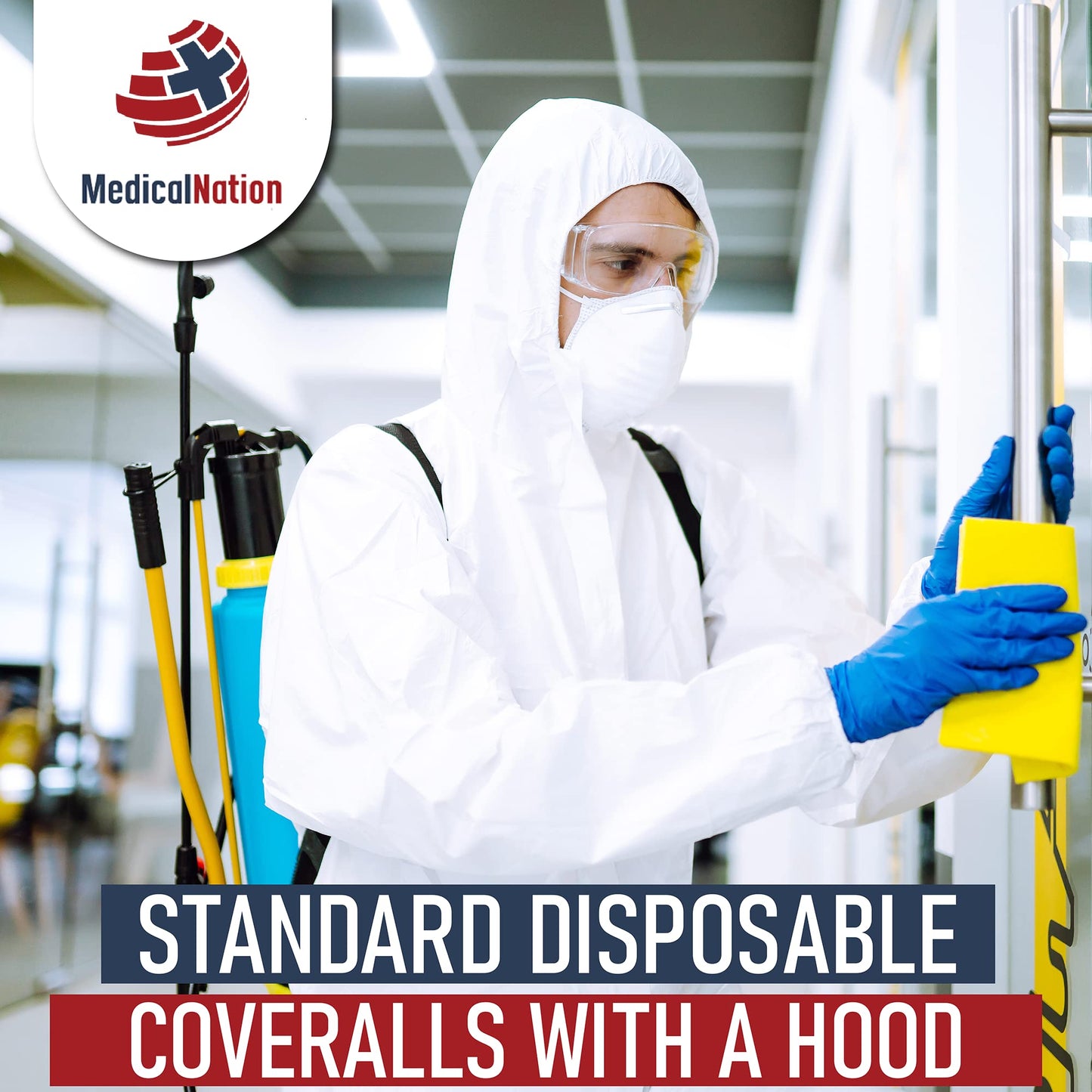 Medical Nation Hazmat Suits Disposable | 25 Pack | With Hood, Heavy Duty, Breathable Disposable Coverall, Painter Suit | 5X-Large