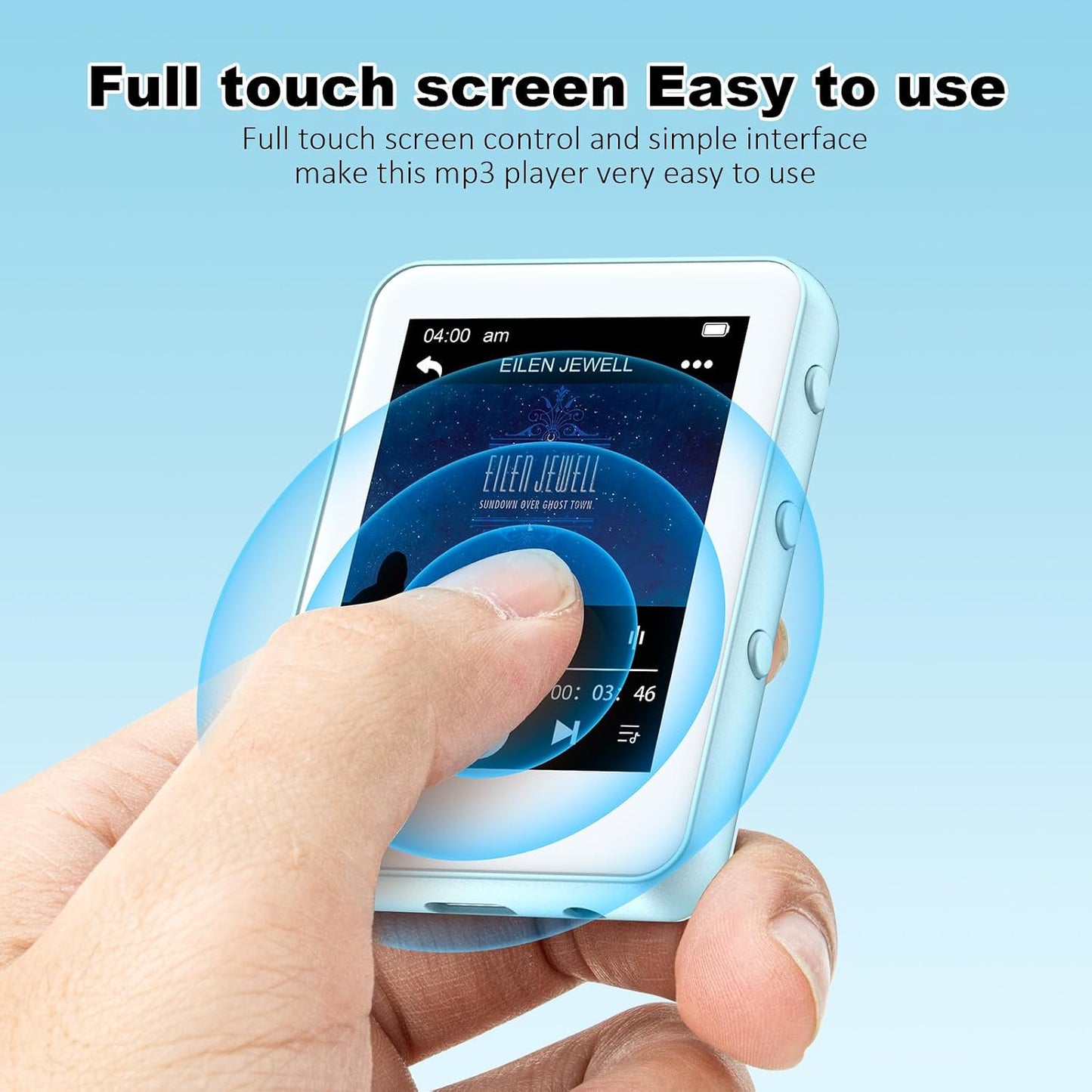 JOJOLEPAI MP3 5.3, 32GB 128GB Light Blue Player with Bluetooth Touchscreen Portable Music Player,Built-in Speaker,FM