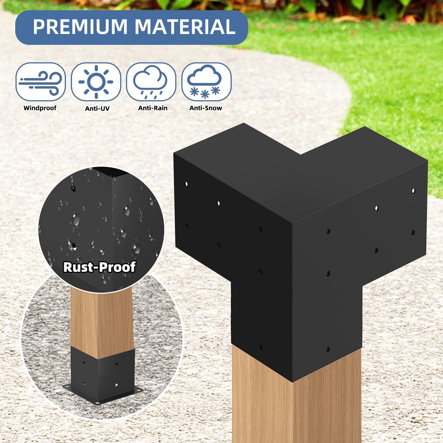 TOCRETOARE Pergola Kit, 4 Pack Woodworks Pergola Brackets 6" x 6" (Actual: 5.5x5.5 Inch), 3-Way Right Angle Corner Brackets, Powder-Coated Pergola Hardware, for Lumber Pergola Gazebo