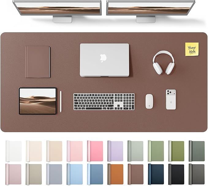YSAGi Leather Desk Pad Protector, Office Desk Mat, Large Mouse Pad, Non-Slip PU Leather Desk Blotter, Laptop Desk Pad, Waterproof Desk Writing Pad for Office and Home (Chocolate,55" x 24")