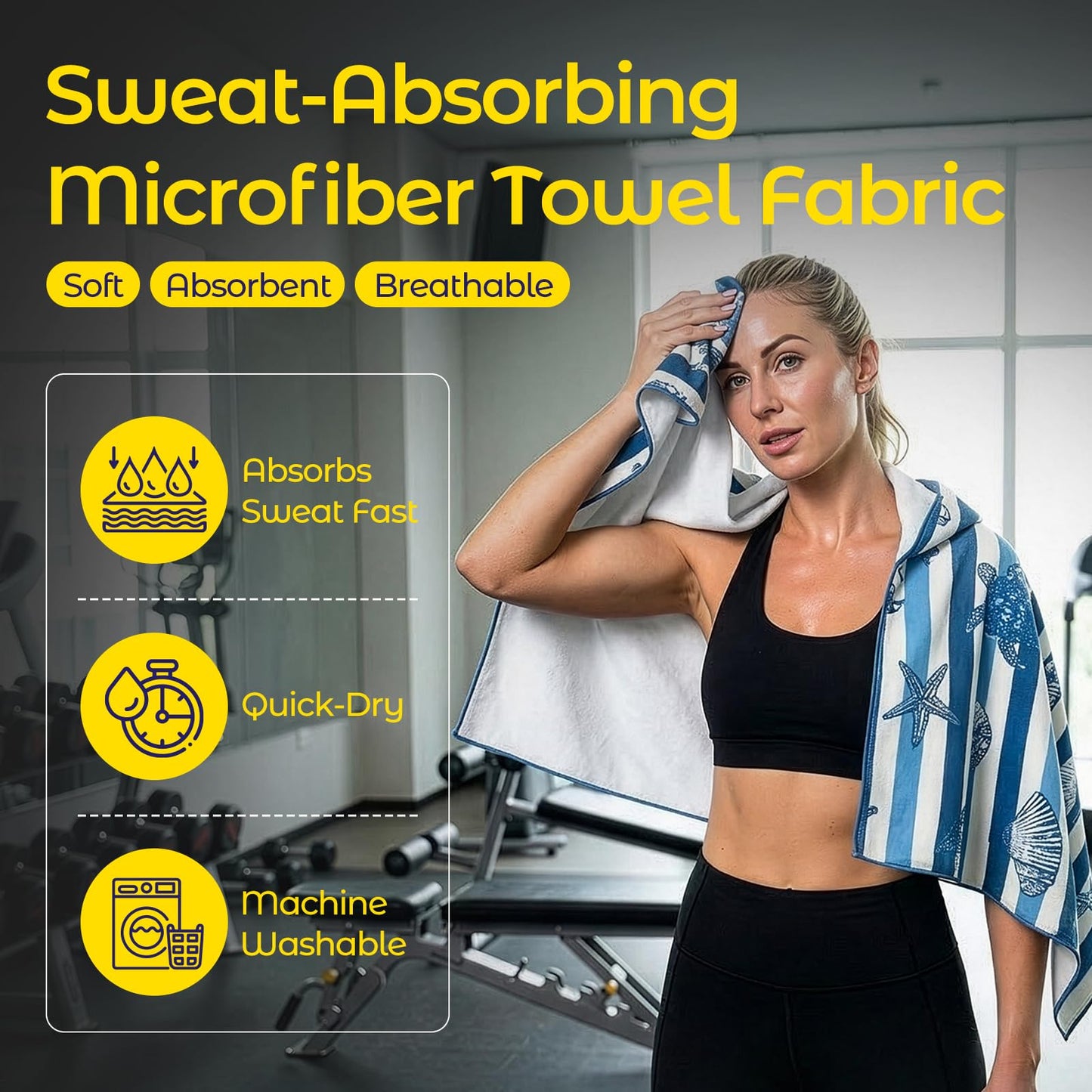 WILDOMS Car Seat Towel Cover - Sweat Absorbing Microfiber Towel for Car Seat After Gym, Workout & Beach - Washable Seat Protector, Universal Fit for Cars, Trucks, SUVs - Sea Turtle