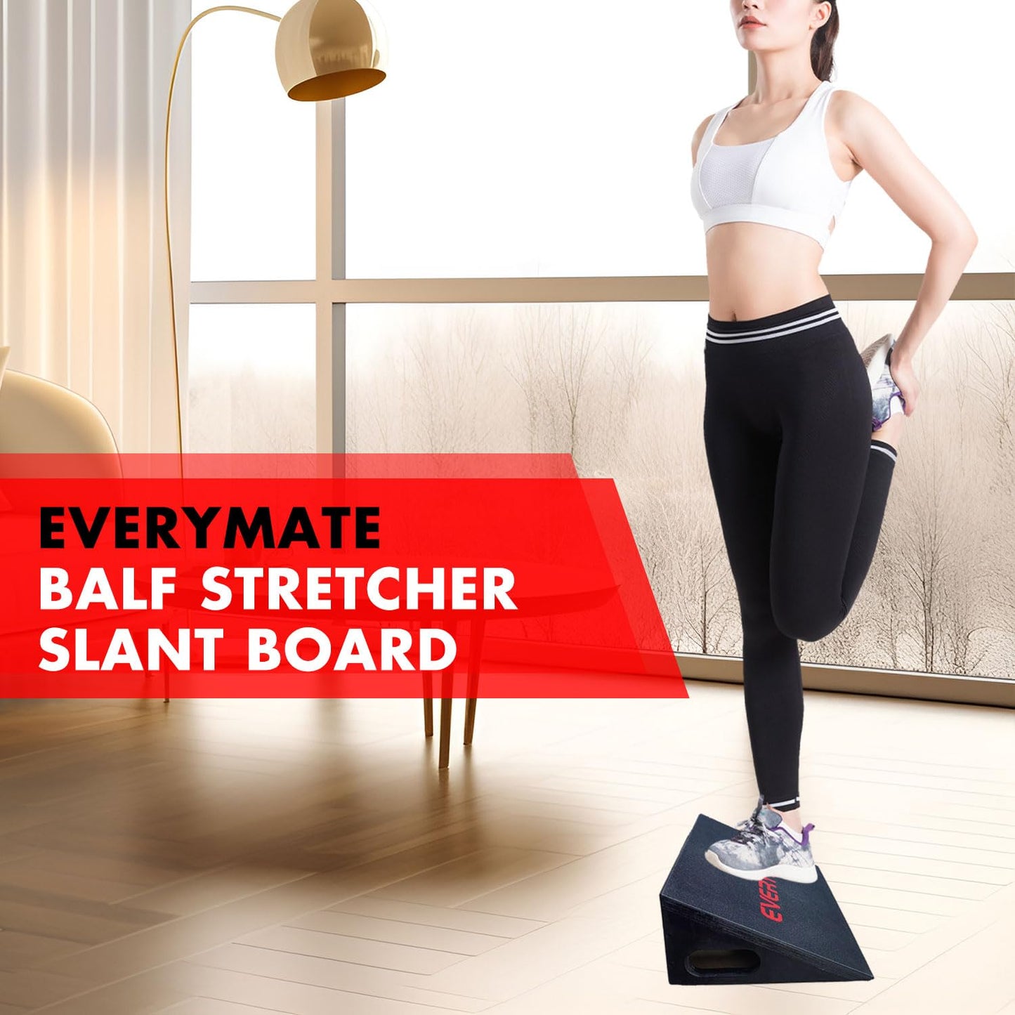 EVERYMATE Squat Slant Board Calf Stretcher, Squat Wedge, Slant Board for Squats, Non-Slip Heel Elevated Squat Wedge Block for Weightlifting and Calf Stretching, Knees Over Toes Equipment