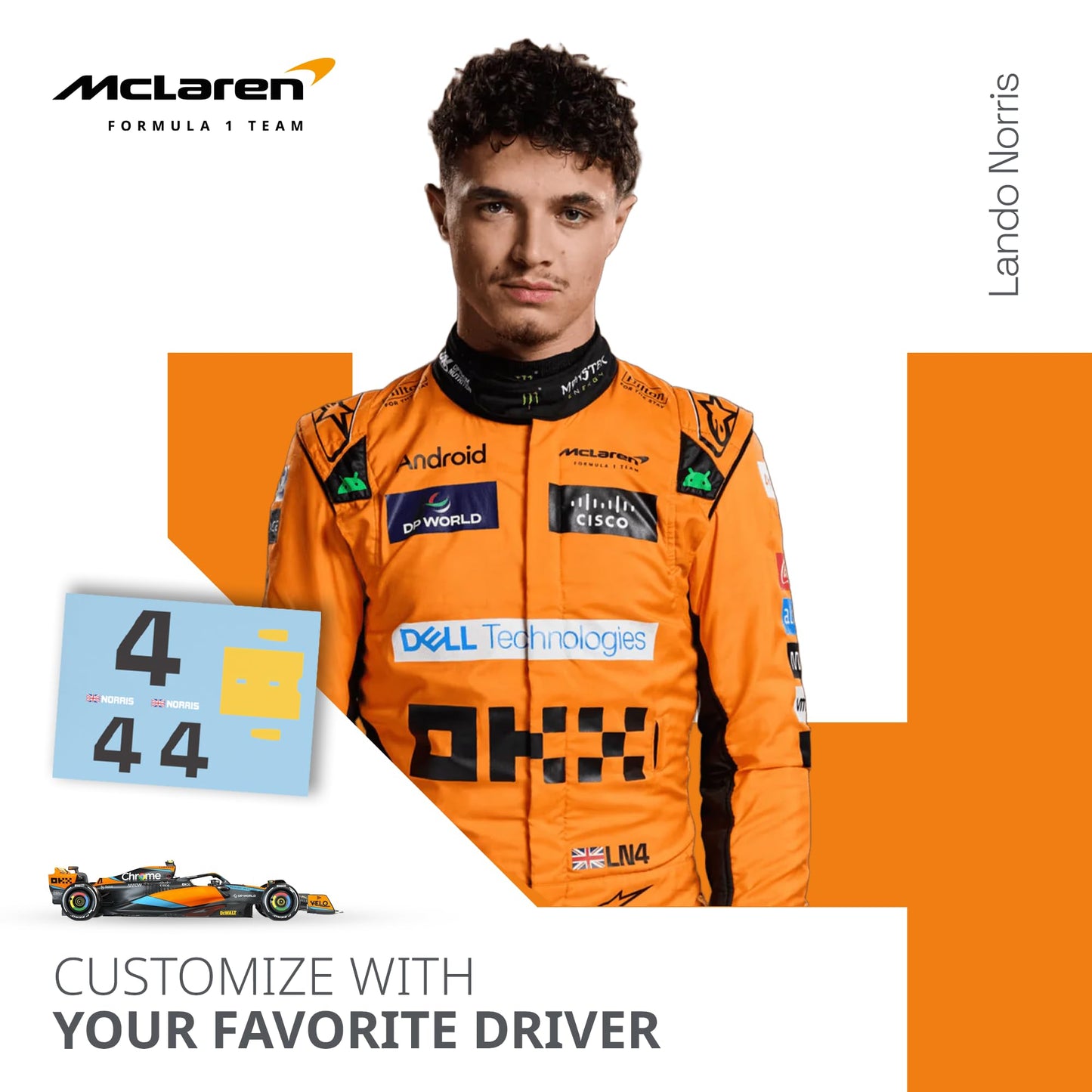 LUPPA Formula 1 MCL60 Model kit - 1:18 Scale Racing F1 MCL60 Model Inspired by Lando Norris & Oscar Piastri l Building kit, Collectible diecast, 140 Pieces