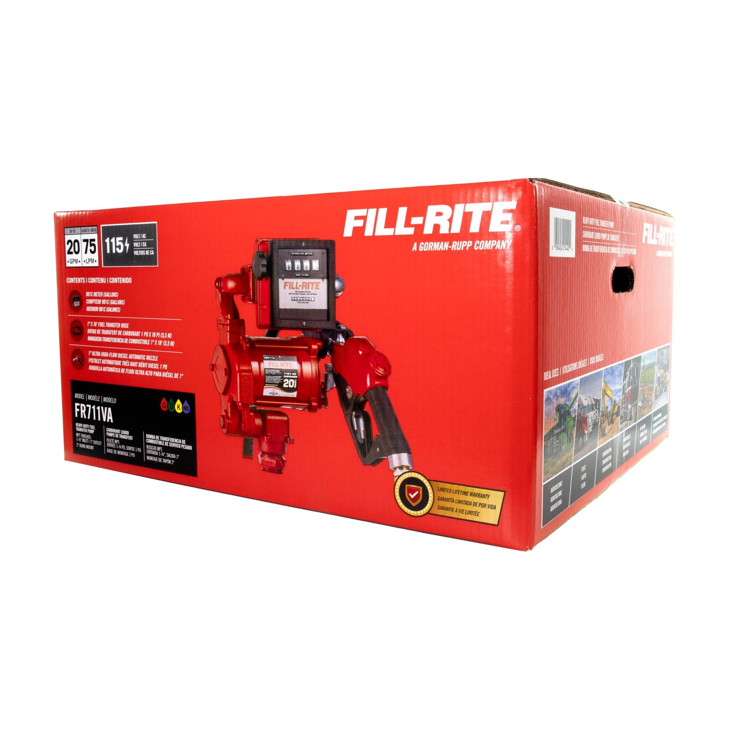 Fill-Rite FR711VA 115V 20 GPM Fuel Transfer Pump with Mechanical Gallon Meter Package - Heavy-Duty Electric Pump with High Flow Rate and Durable Construction