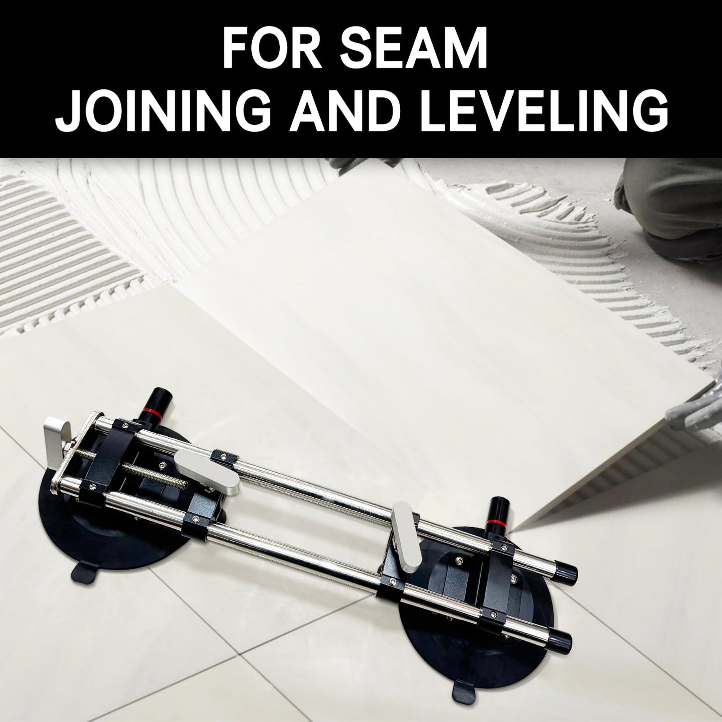 Mitoykus Manual Vacuum Countertop Leveling System - 3s Quick-Suction Technology & 4 Adjustable Knobs for Seamless Granite/Quartz/Marble Alignment | Heavy-Duty Clamping Force, No Slip Grip【2 Pack】