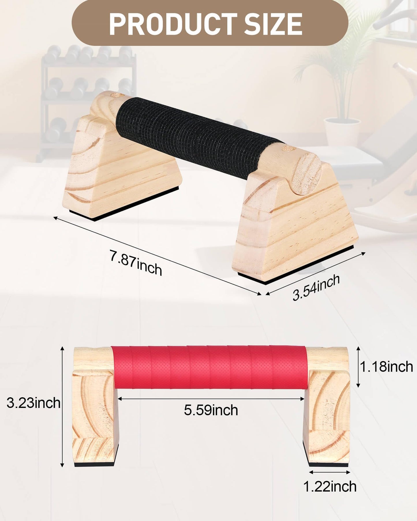 Wood Push Up Bars, Non-Slip Calisthenics Equipment for Strength Training, Solid Wood Calisthenics Bars & Parallettes Bars, Push Up Handles for Floor Exercises