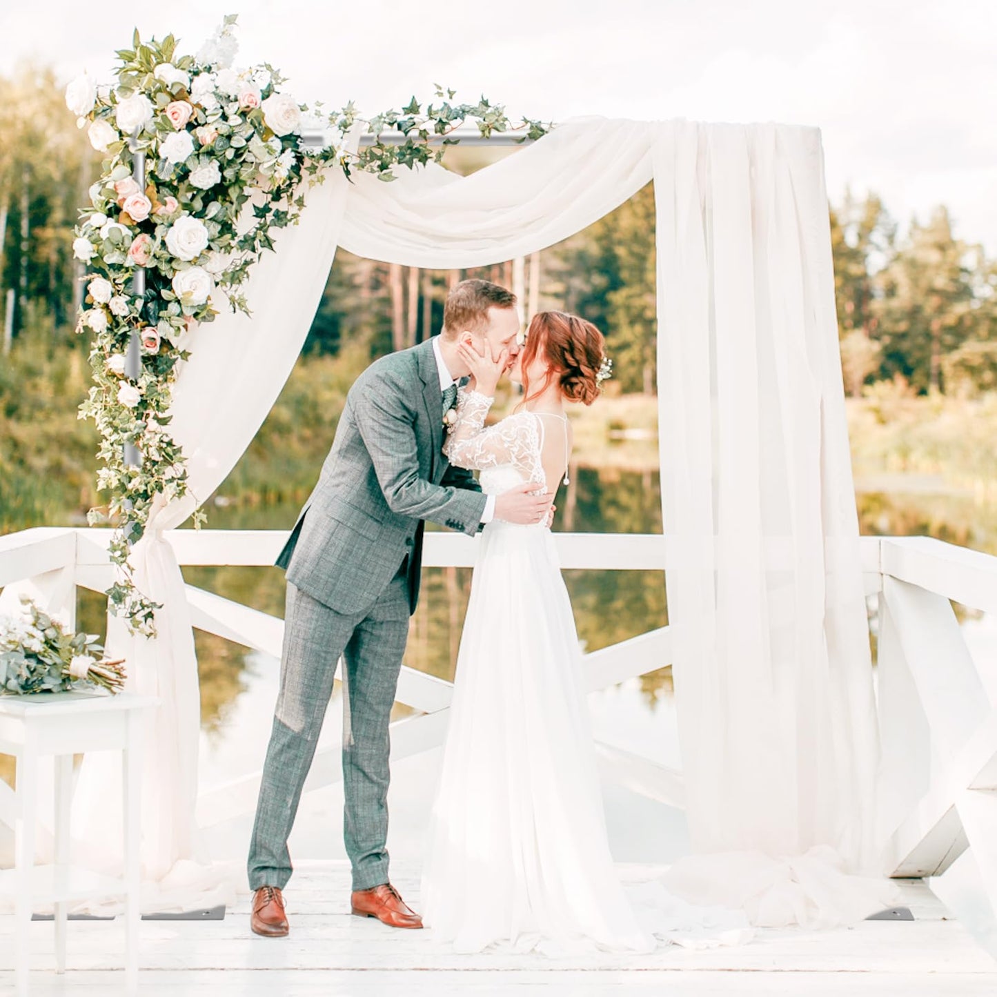 Jiang&Rong 10x10Ft Three Crossbar Backdrop Stand - Heavy Duty Adjustable Metal Frame with Drape Kit, Photographic Studio Backdrop Stand for Wedding, Birthday Party, Banquet Decorations, Events