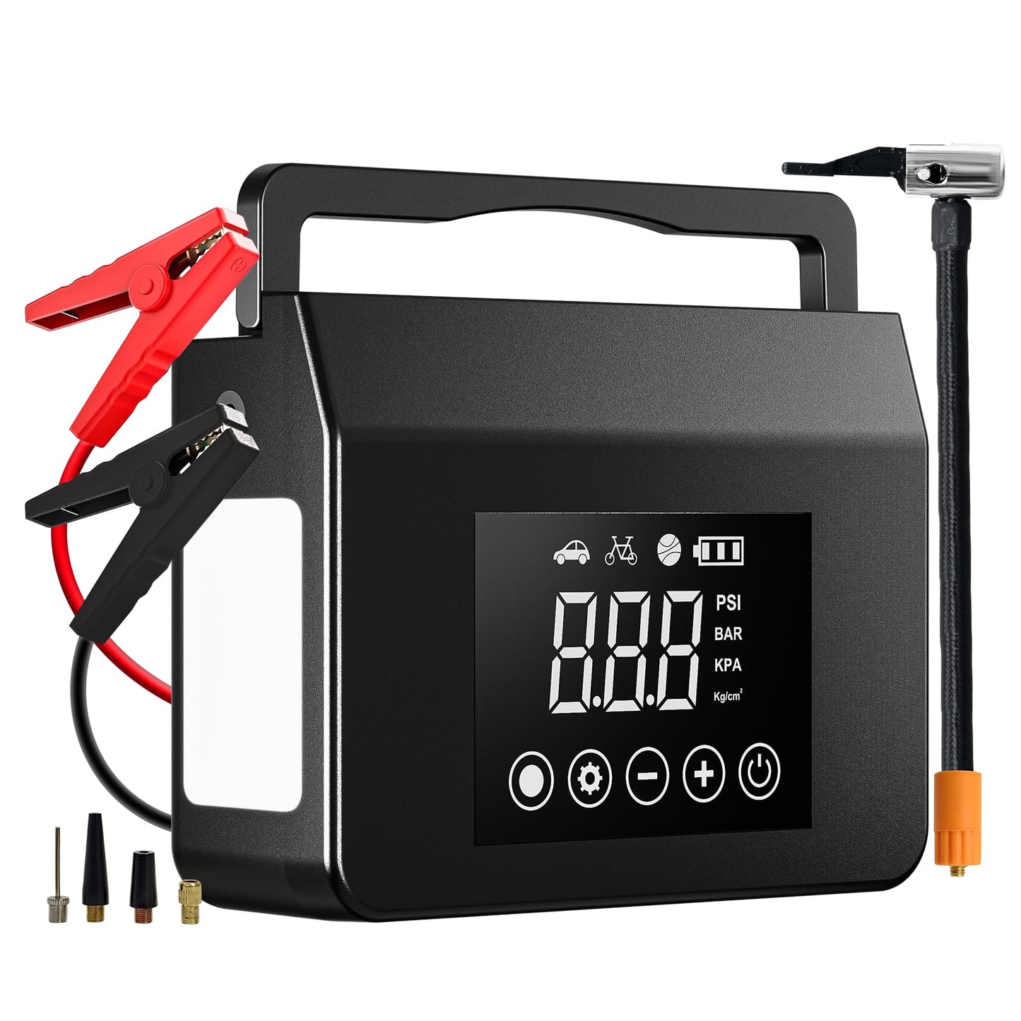 Hieha 4000A Jump Starter with Air Compressor, 12V Portable Car Battery Charger, 150PSI Tire Inflator, 15000mAh Power Bank, LED Flashlight for All Gas 8.0L & Diesel 7.0L Vehicles