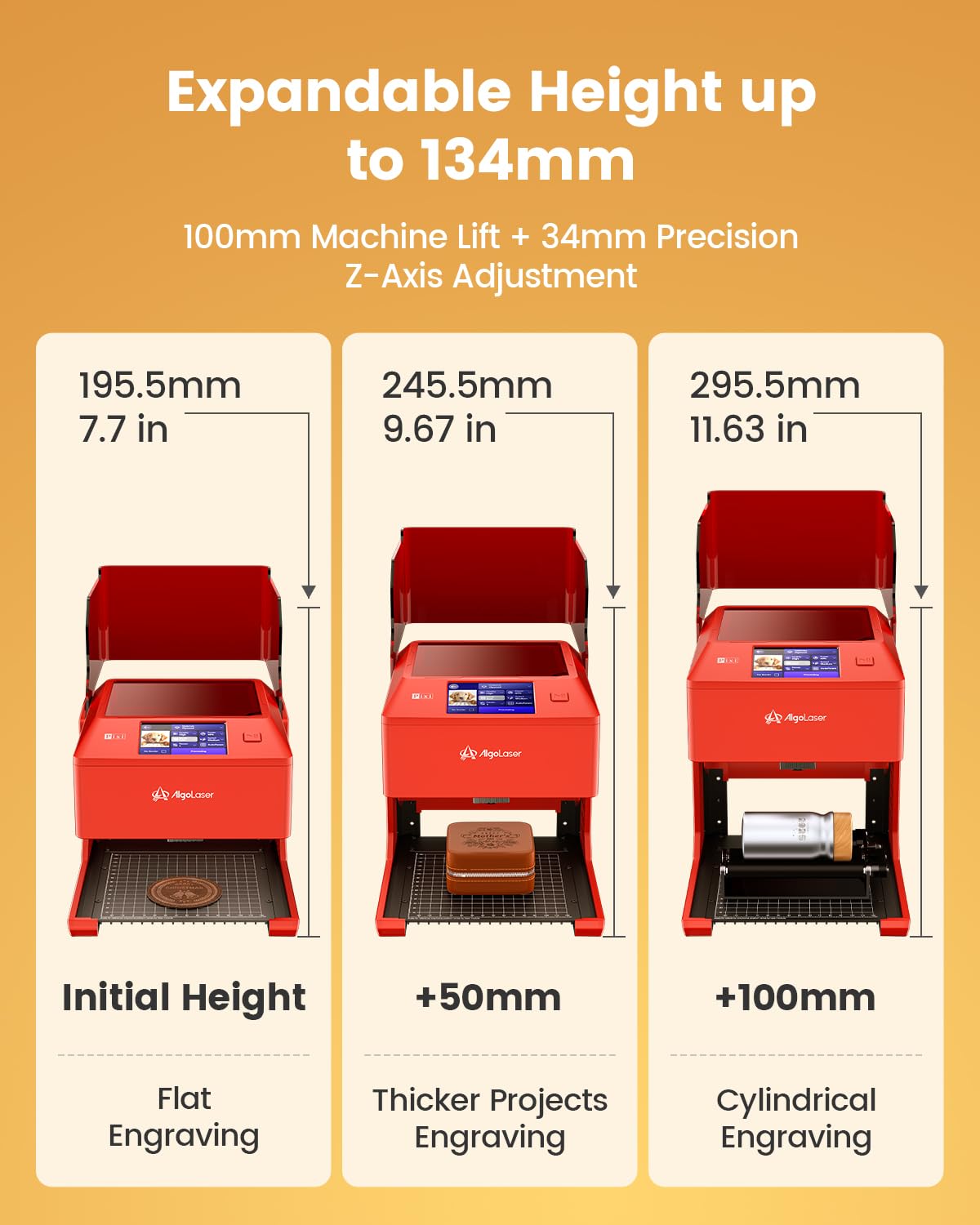 AlgoLaser Pixi Smart Laser Engraver - 3W Portable Laser Engraver Machine with 3.5" Touchscreen & AlgoOS System & APP - Laser Engraving for Wood, Acrylic, Glass, Beginner & DIY Gift & Small Business