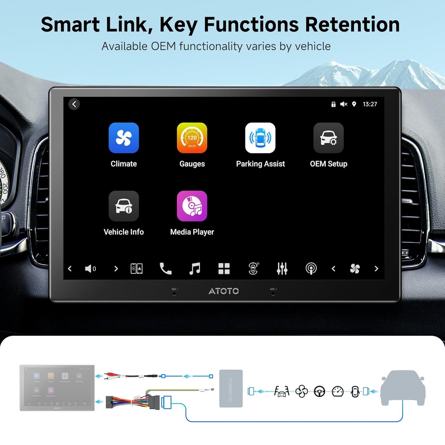 ATOTOZONE AC-ADSX10 X10 ADS-MRR/MRR2 ADS Protocol Decoder Wiring Harness for Series Car Stereo with Retain Vehicle