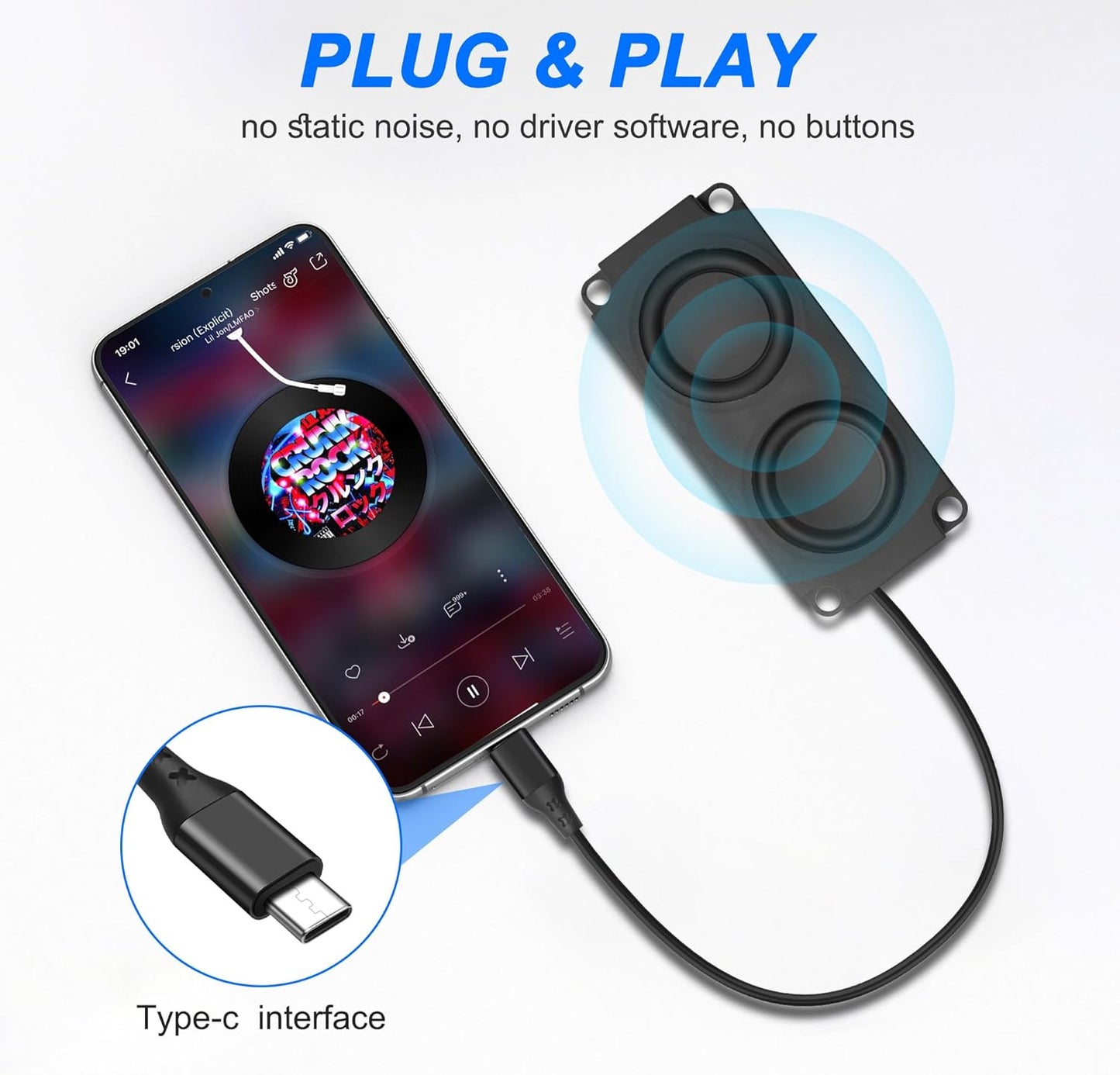 XMSJSIY 3W Phone-1 USB Type C Computer Speaker Laptop Speaker Portable Plug-in External Speaker for Desktop PC Laptop