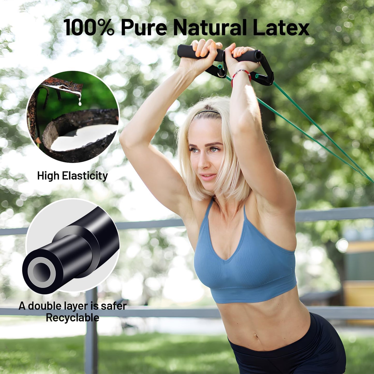 Slim Panda 2-in-1 Resistance Band Kit with Comfort-Grip Handles, Heavy Duty Exercise Band for Physical Therapy, Strength Training, Home Workouts - Includes Door Anchor & Starter Guide