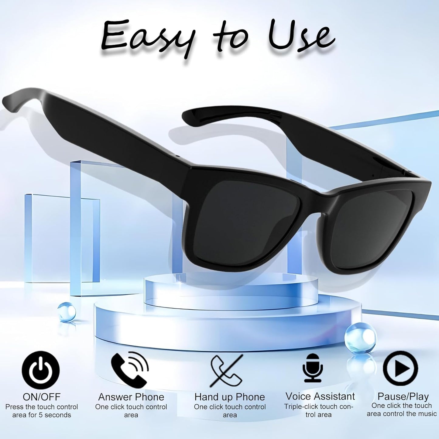 XOOMEER 160+Languages AI Smart Glasses with Color-Change Lenses Bluetooth Glasses for Men Women with Translation Voice
