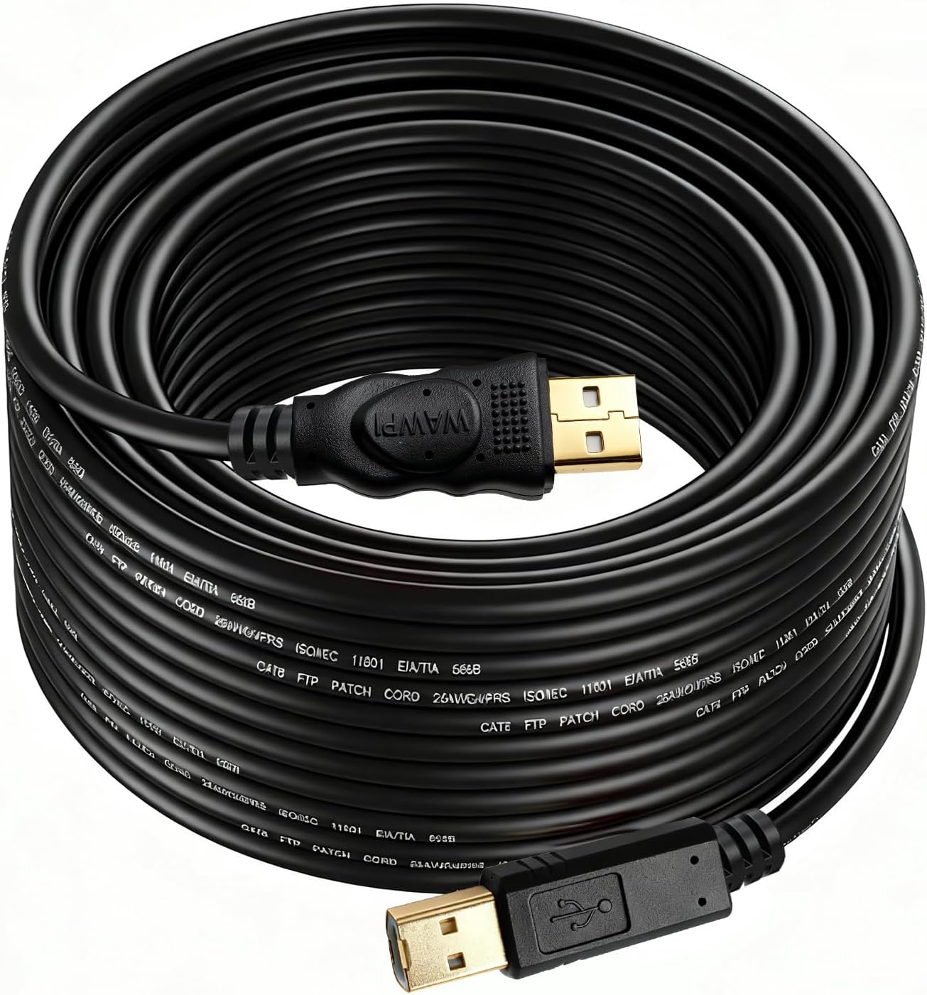 30ft 2.0 USB A to B Printer Cable for Printers, Scanners & Copiers High-Speed Data Transfer | Durable Construction |