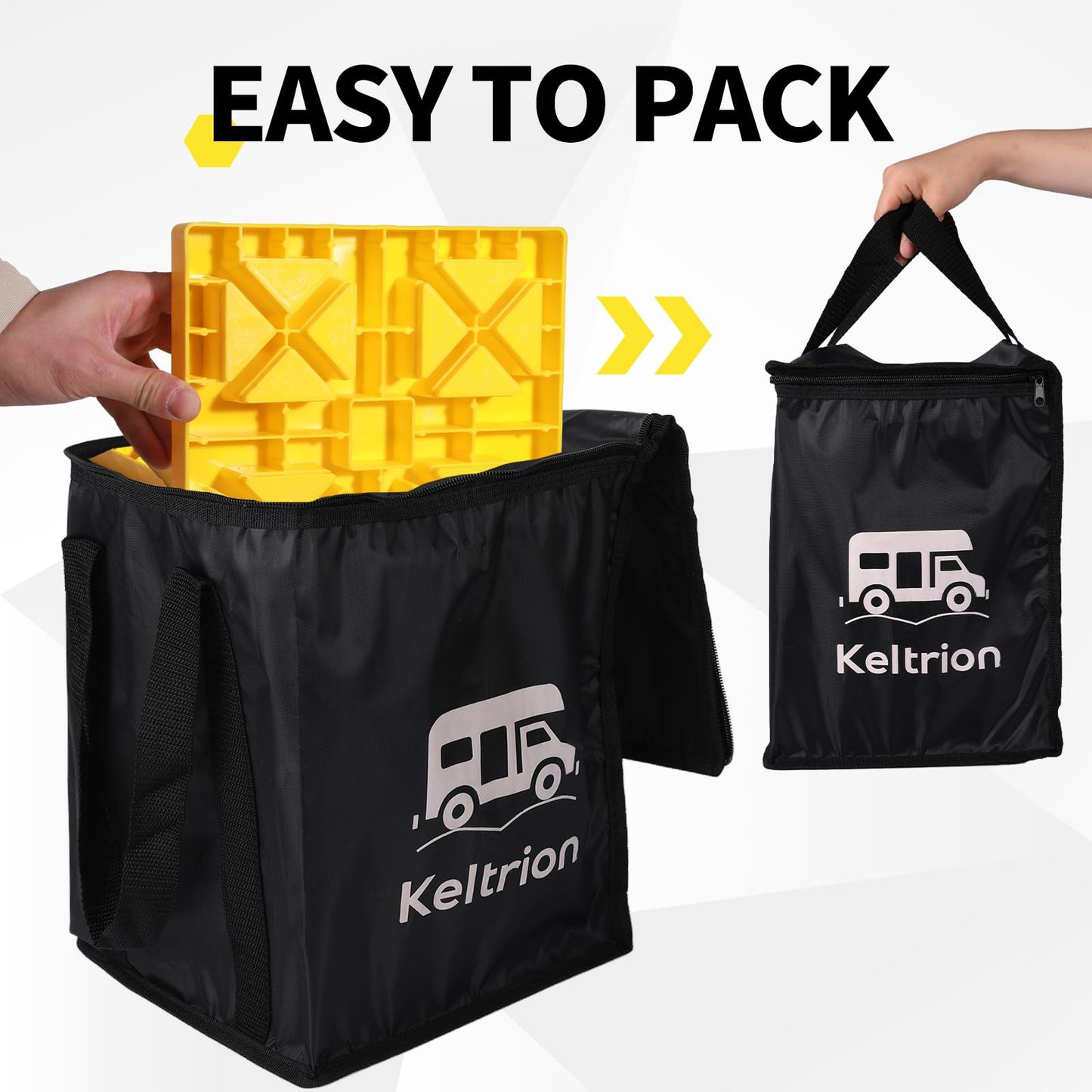 Keltrion 12 Pack Camper/RV Leveling Blocks Suitable for 4 Wheels Interlocking and Anti-Slip Design with Carrying Bag Heavy-Duty for Camper Travel Trailer Yellow