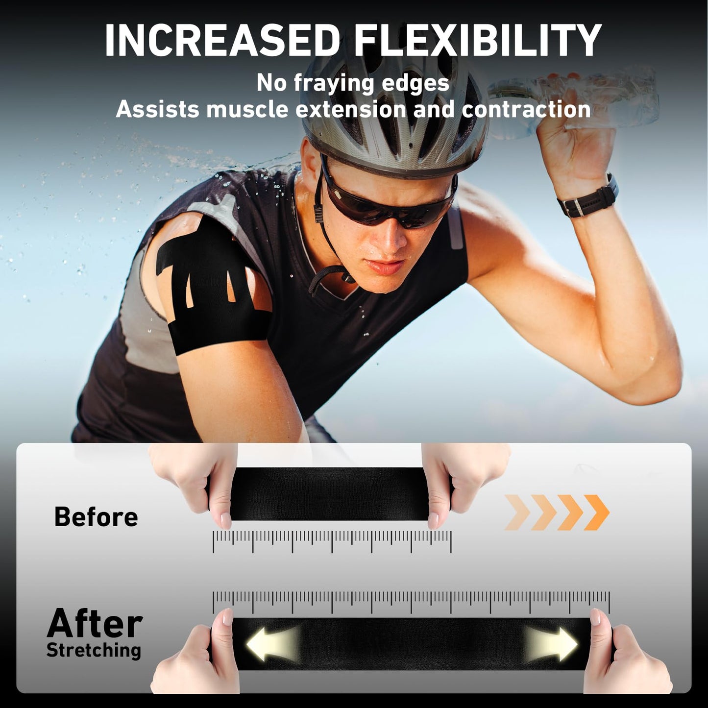 Kinesiology Tape for Shoulder Precut, 12 PCS Shoulder Tape for Pain Relief, KTQUICK Original Cotton Waterproof & Breathable, Enhance Elastic Sports Tape for Pain Support and Muscle Sports, Black