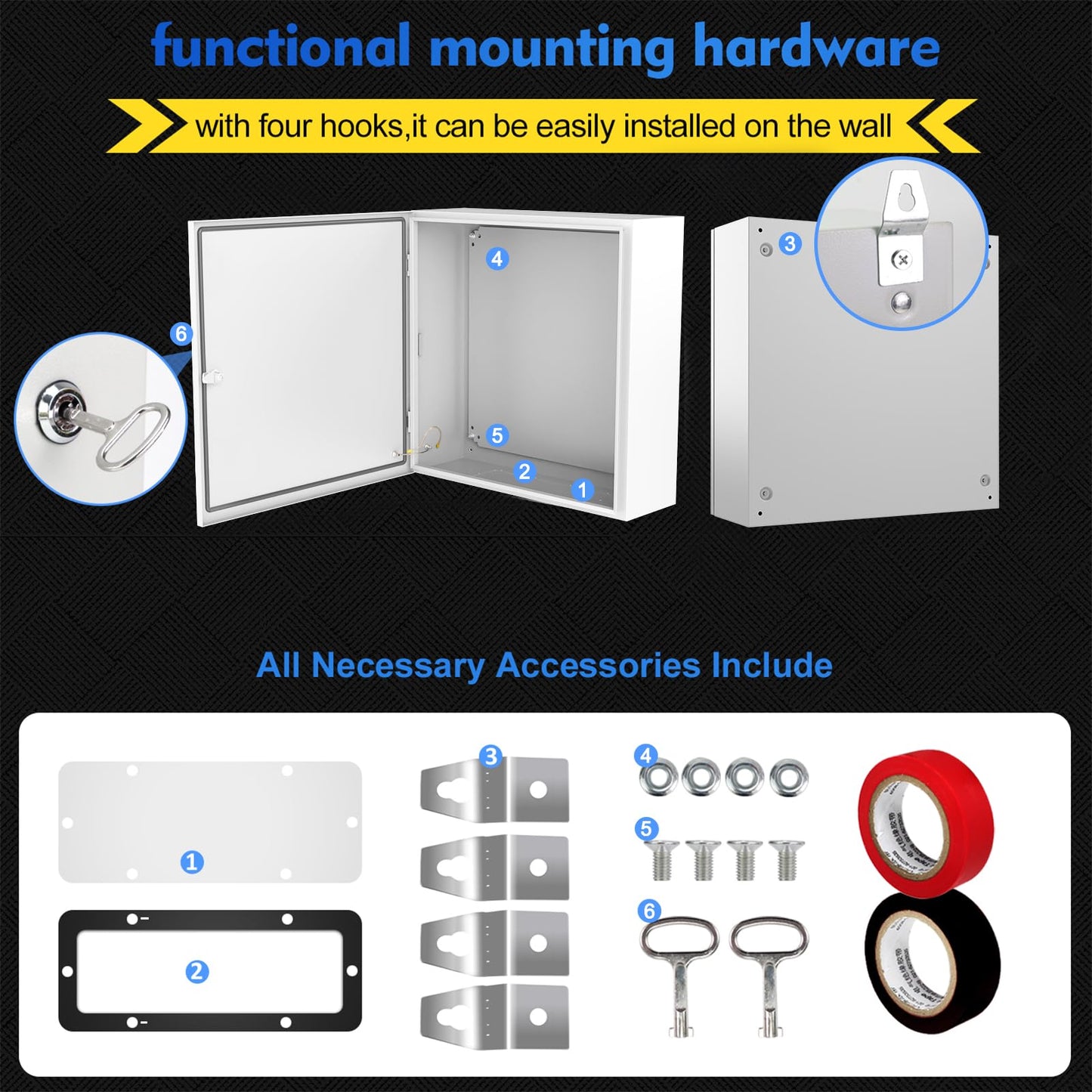 TOCRETOARE Outdoor Electrical Junction Box, 24x 24 x 8' ' NEMA 4X Enclosure Box, Wall Mounted IP66 Waterproof & Dustproof Lockable Metal Junction Box