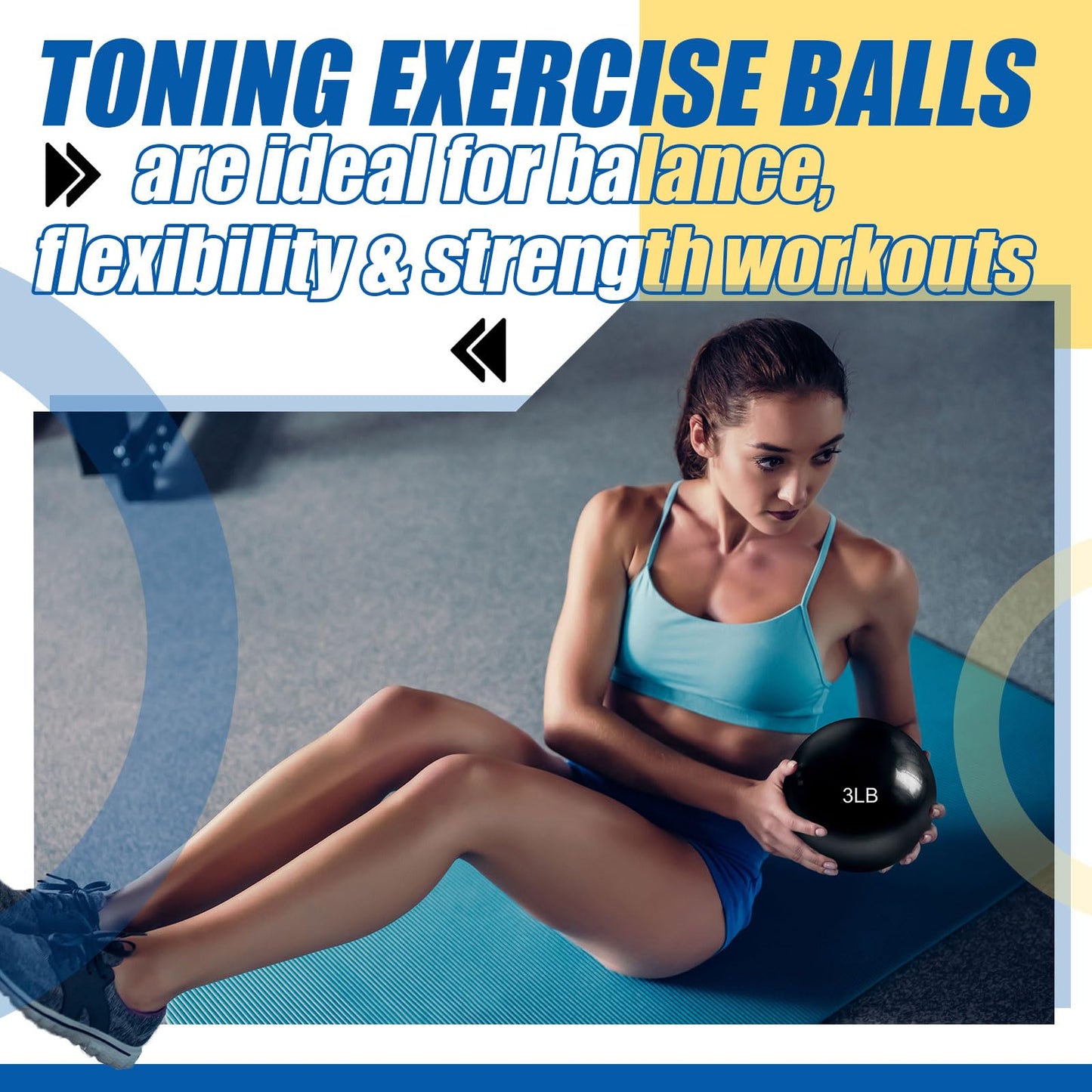 Halloscume 4 Pcs 1 lb 2lb 3lb 4lb 5lb Weighted Toning Balls for Exercise, Innovations Soft Medicine Balls for Exercise, Pilates, Yoga, Balance, Flexibility (Black,2 Lbs & 3 Lbs)