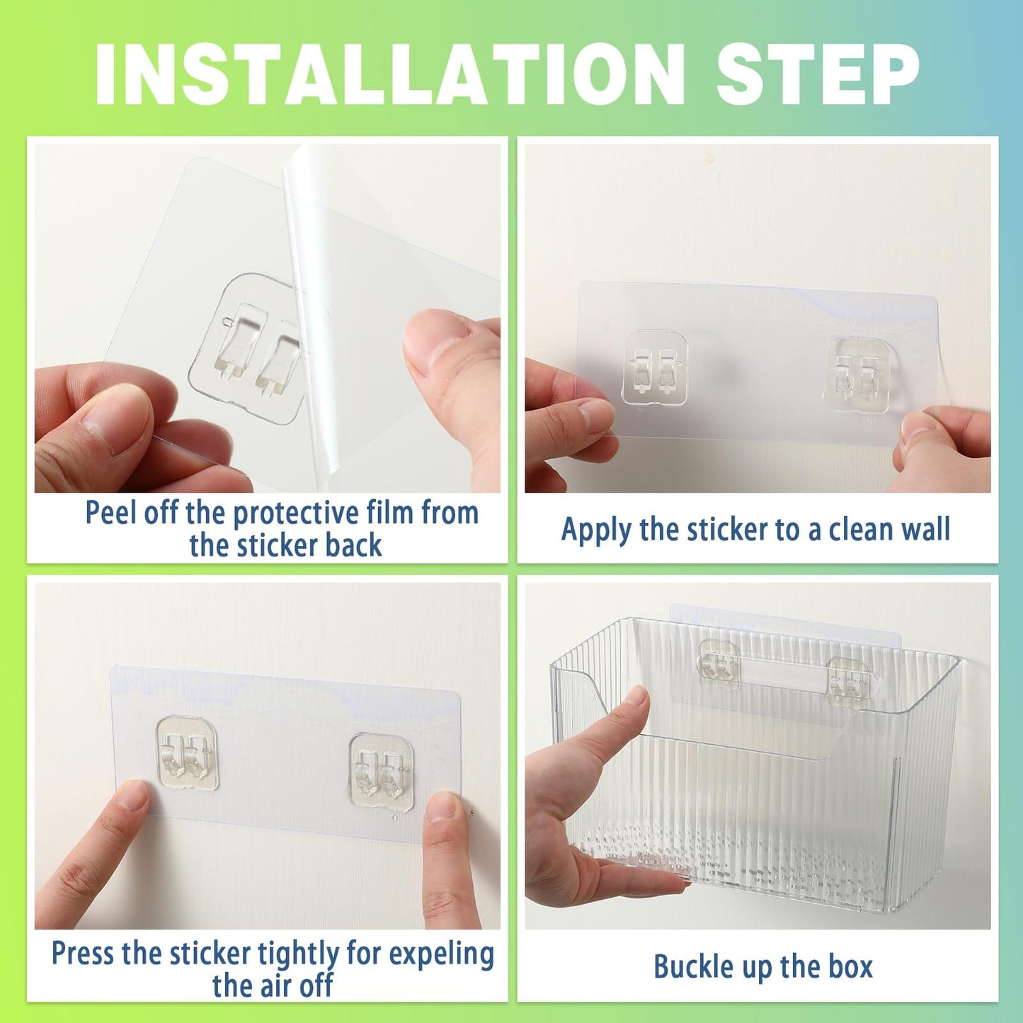 SiliFine 8 Pcs Storage Organizer Bins Wall Mounted Organizer Basket Plastic Cabinet Door Bins Stackable Hanging Baskets for Organizing for Wall Refrigerator Kitchen Bathroom Pantry(3.94'',Clear)