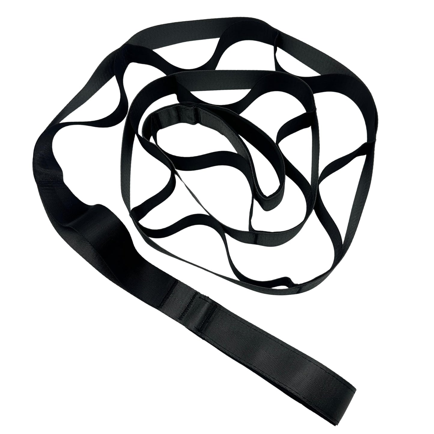 Non-Elastic Physical Therapy Stretching Strap with 12 Loops – Heavy-Duty Stretch Strap for Flexibility & Injury Recovery | Premium Yoga Strap with Comfortable Padded Handles