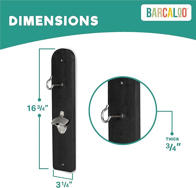 Barcaloo Hook and Ring Game with Bottle Opener and Magnetic Bottle Cap Catch - Adult Ring Toss Game for Both Indoor and Outdoor Use